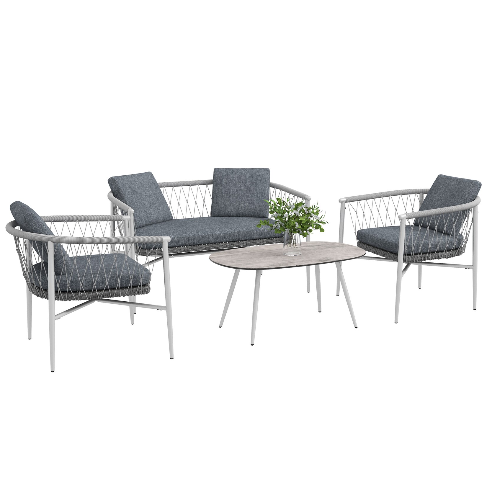 Rattan Gartenmöbel-Set PE Rattan, Polyester