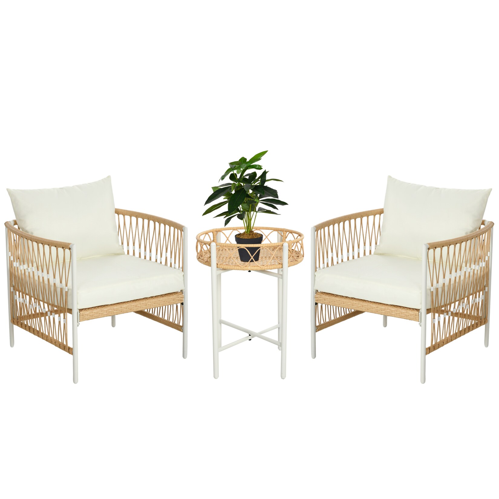 Gartenmöbel Set PE Rattan, Polyester