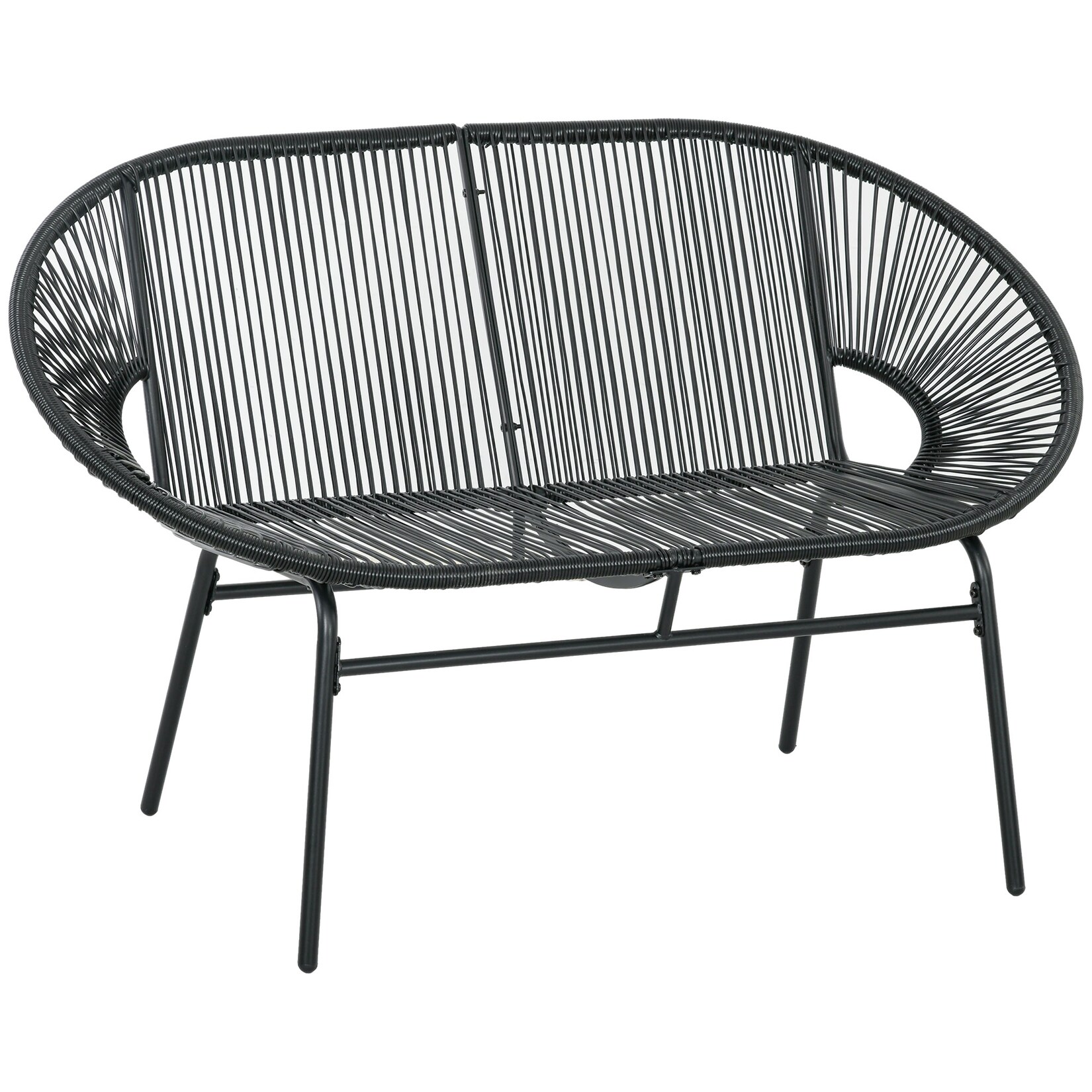Gartenbank Stahl, PE-Rattan