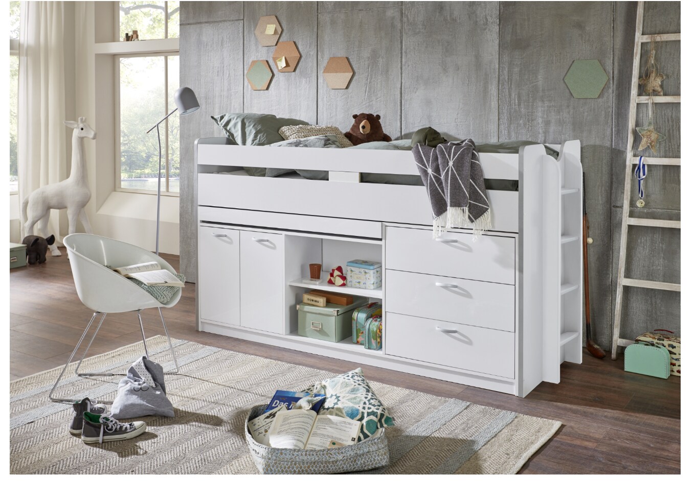 Relita - Hochbett Ponny -versch. Ausf&uuml;hrungen -Wei&szlig;/Wei&szlig; - Bild 1