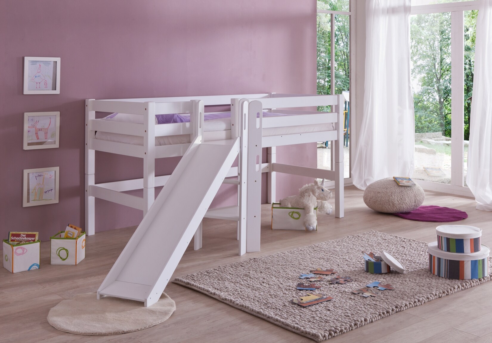 Relita -Spielbett Eliyas mit Rutsche – weiß | 04250468512119