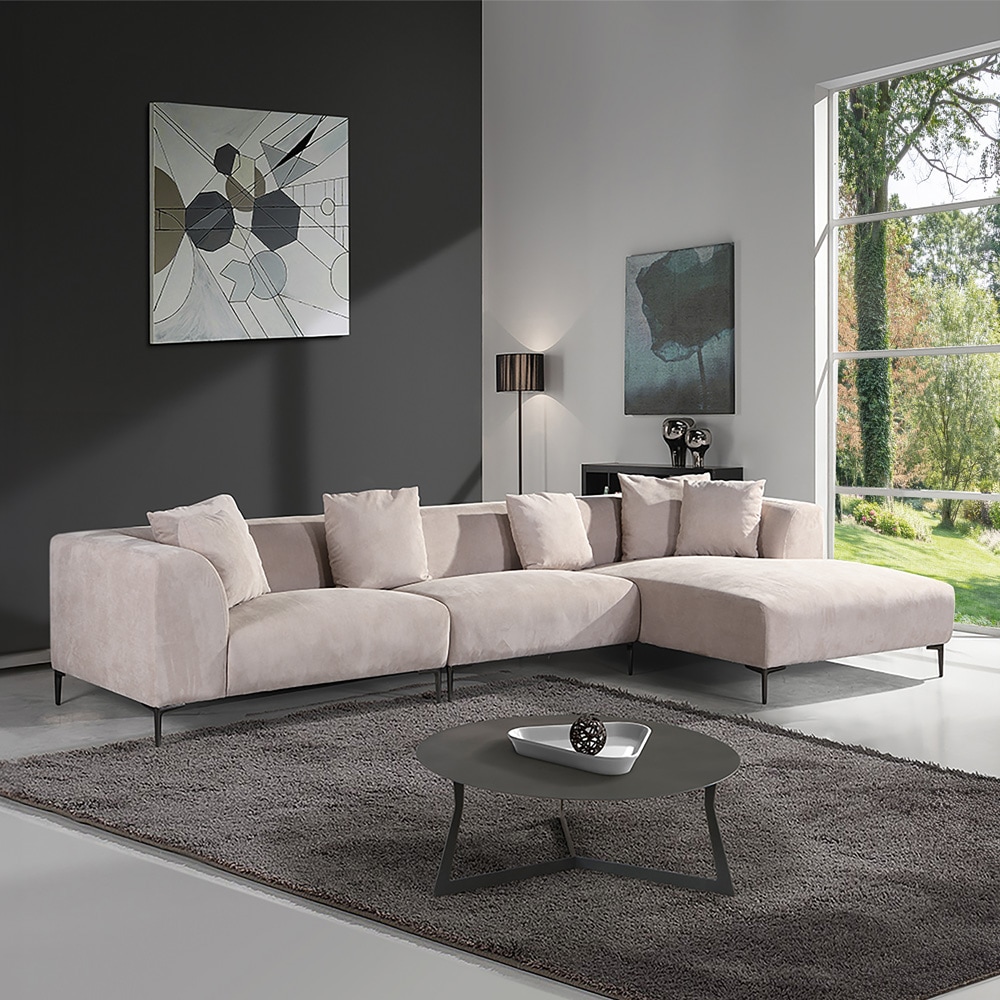 HOME DELUXE Ecksofa TORINO Beige Rechts - Bild 1