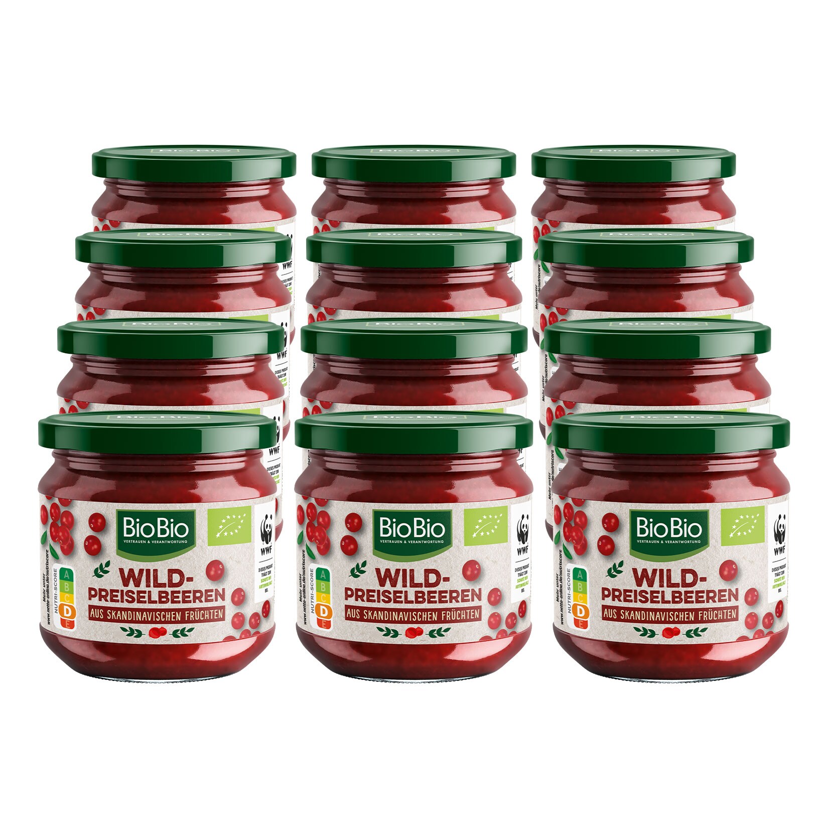 BioBio Bio-Preiselbeeren 220 g, 12er Pack - Bild 1