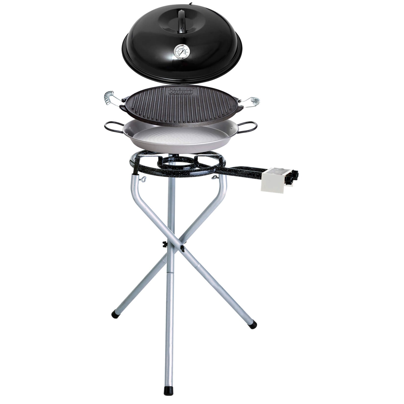 Multifunktionale Außenküche mit Aufsätzen: Grillen, Kochen, Braten, Backen, Dünsten – Ø 42 cm – Leicht aufzubauen – Inklusive Zubehör und Tragetasche | 04041571110008