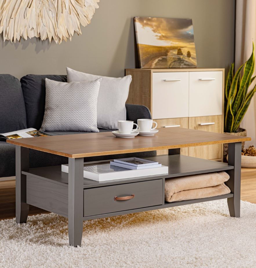 Inter Link FSC Couchtisch Westerland mit 1 Schublade - Kiefer Massivholz - Bild 1