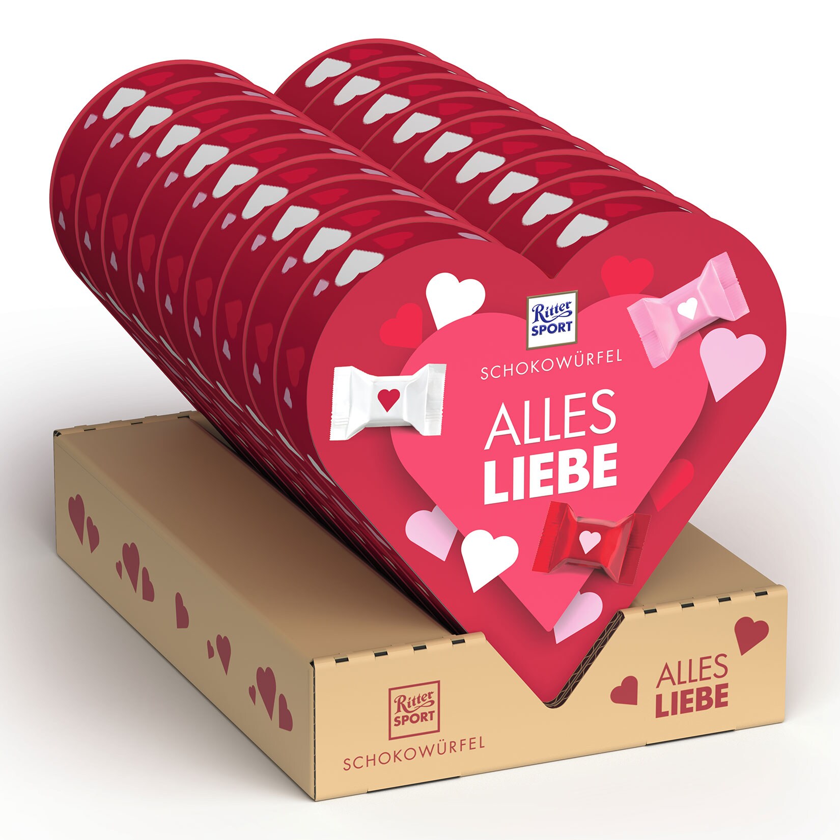 Ritter Sport Schokow&uuml;rfel Herz 119 g, 9er Pack - Bild 1