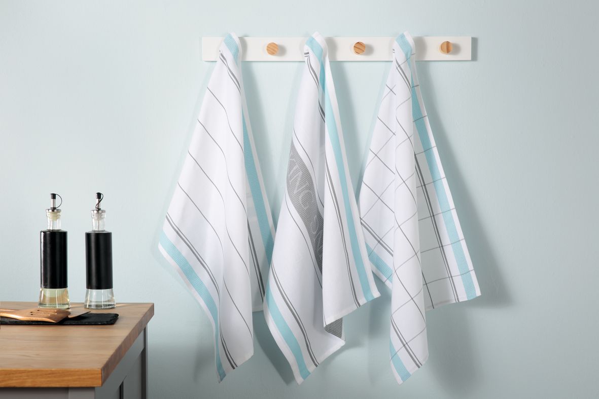 Dekor Geschirrtuch Waffel (wei&szlig;/blau) - Bild 1