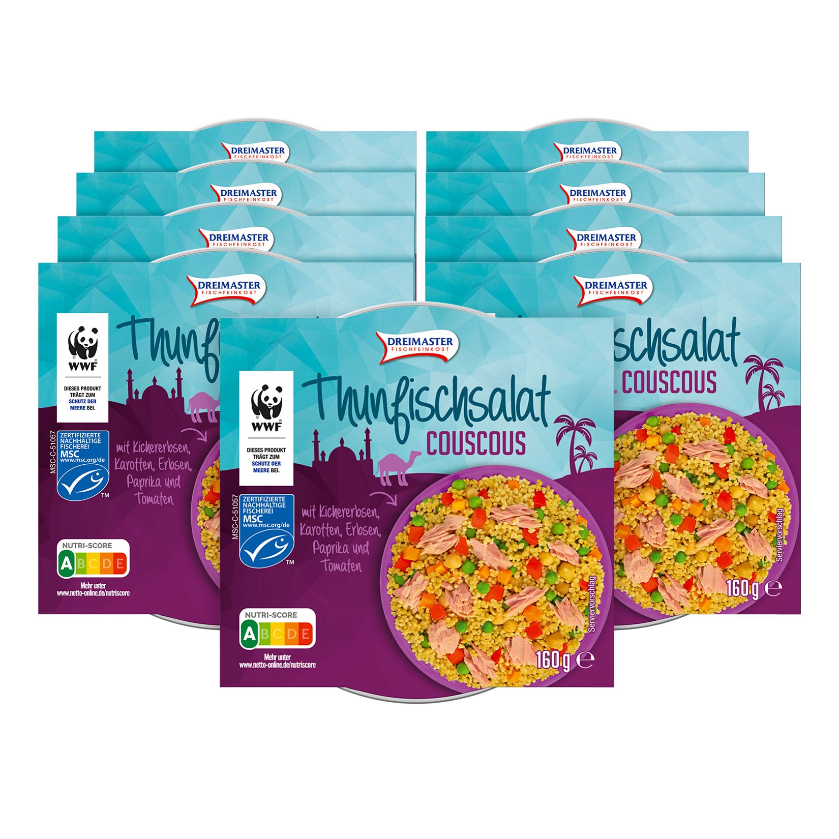 Dreimaster Thunfisch-Salat Couscous 160g, 9er Pack - Bild 1