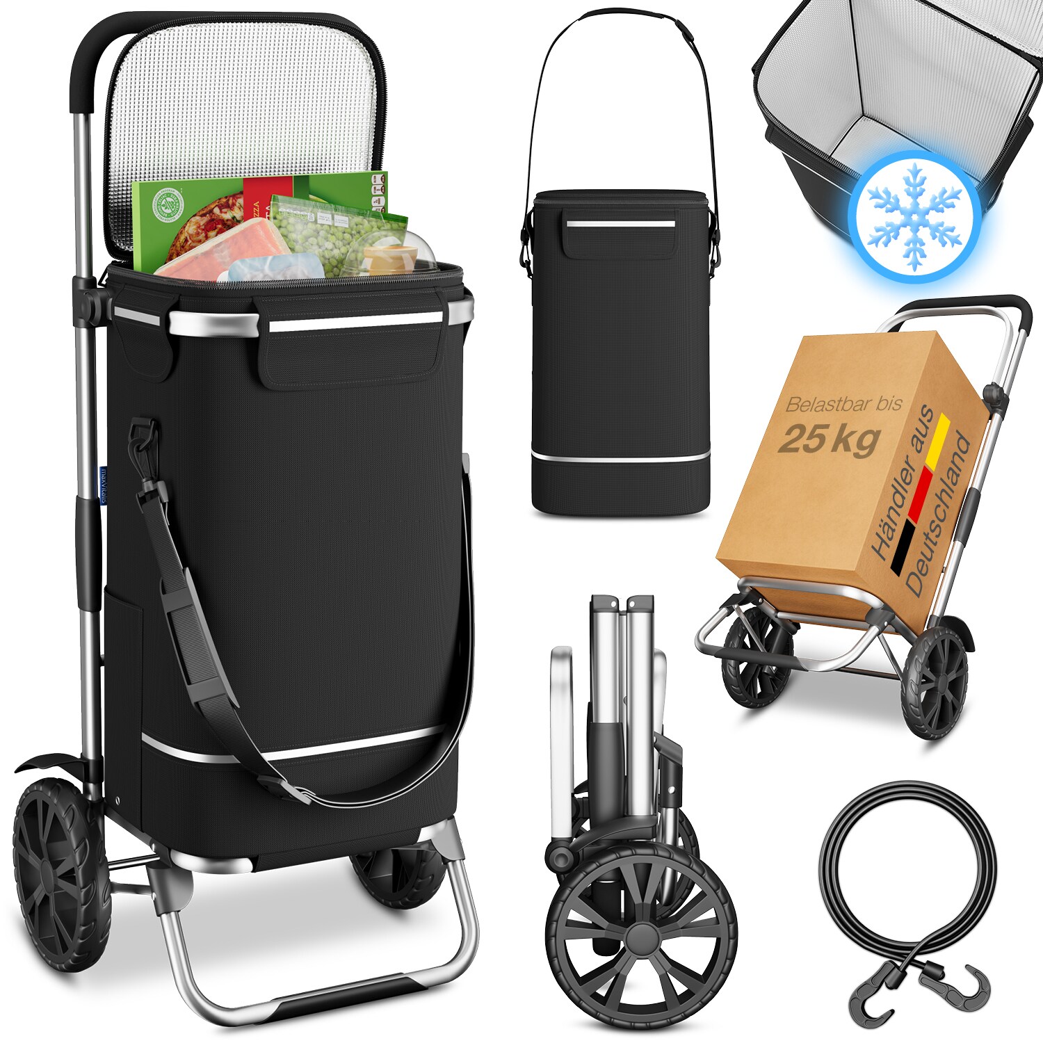 maxVitalis Einkaufstrolley mit K&uuml;hlfunktion &raquo;Premium&laquo;, schwarz - Bild 1