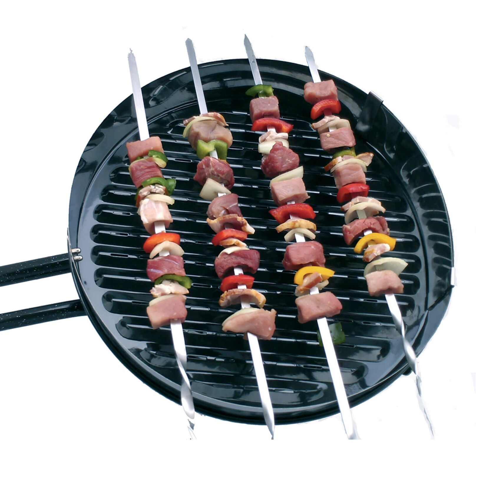 6-teiliges Set massiver Edelstahlspieße – Länge 50-60 cm, ideal für Schaschlik und Grillen, passend für Gussgrillplatten | 04041571010506
