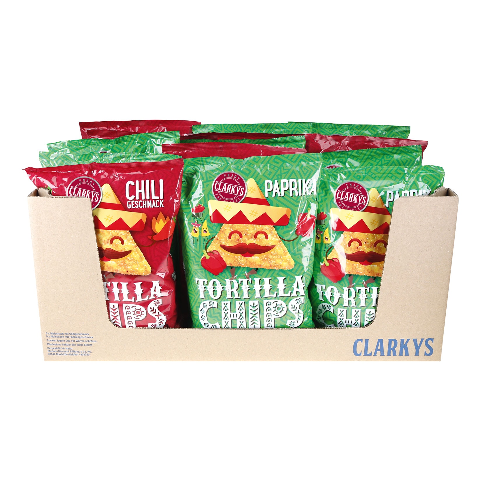 Clarkys Tortilla Chips 300 g, verschiedene Sorten, 15er Pack