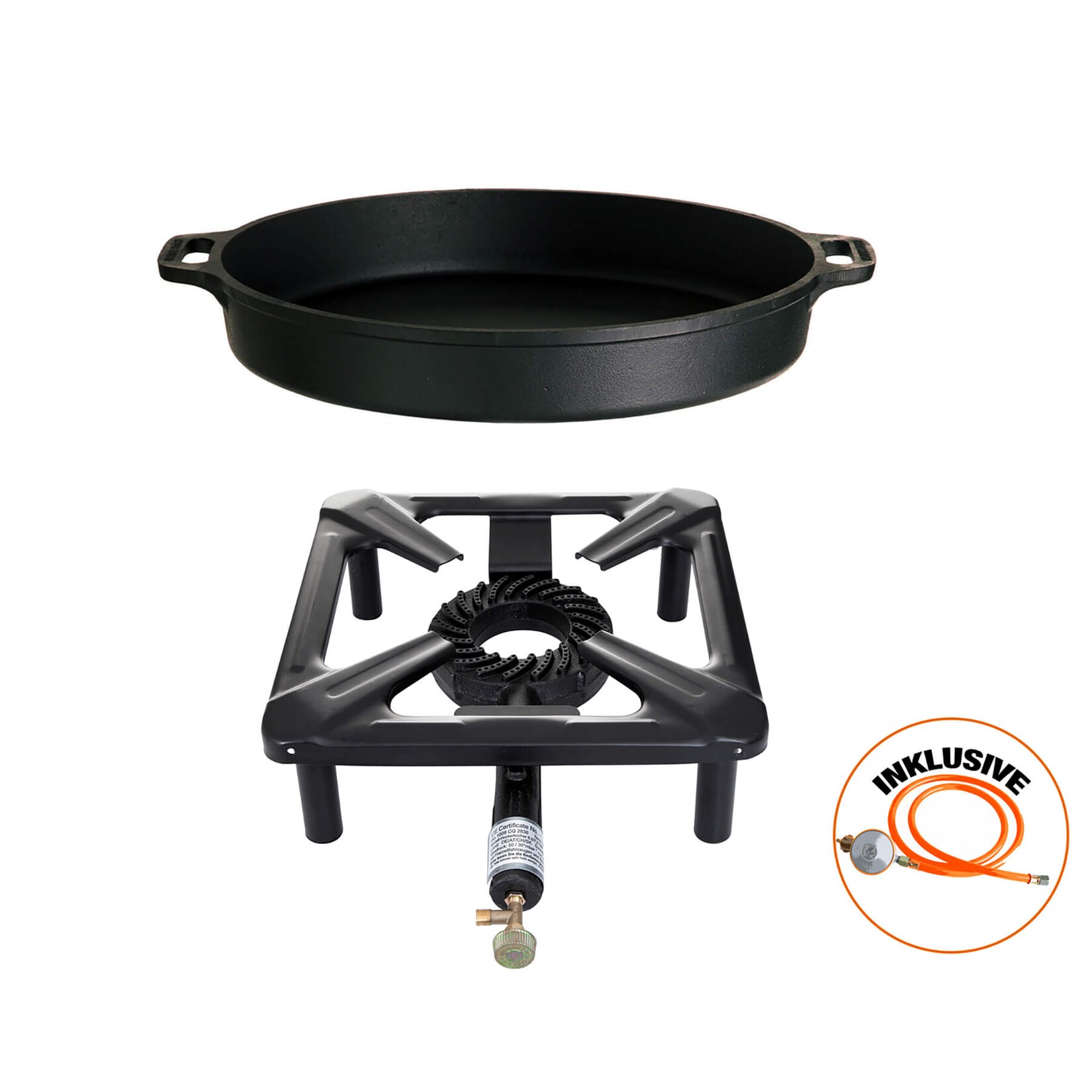 Hockerkocher Set: mit Gusseisenpfanne Ø 40 cm | 04041571300164