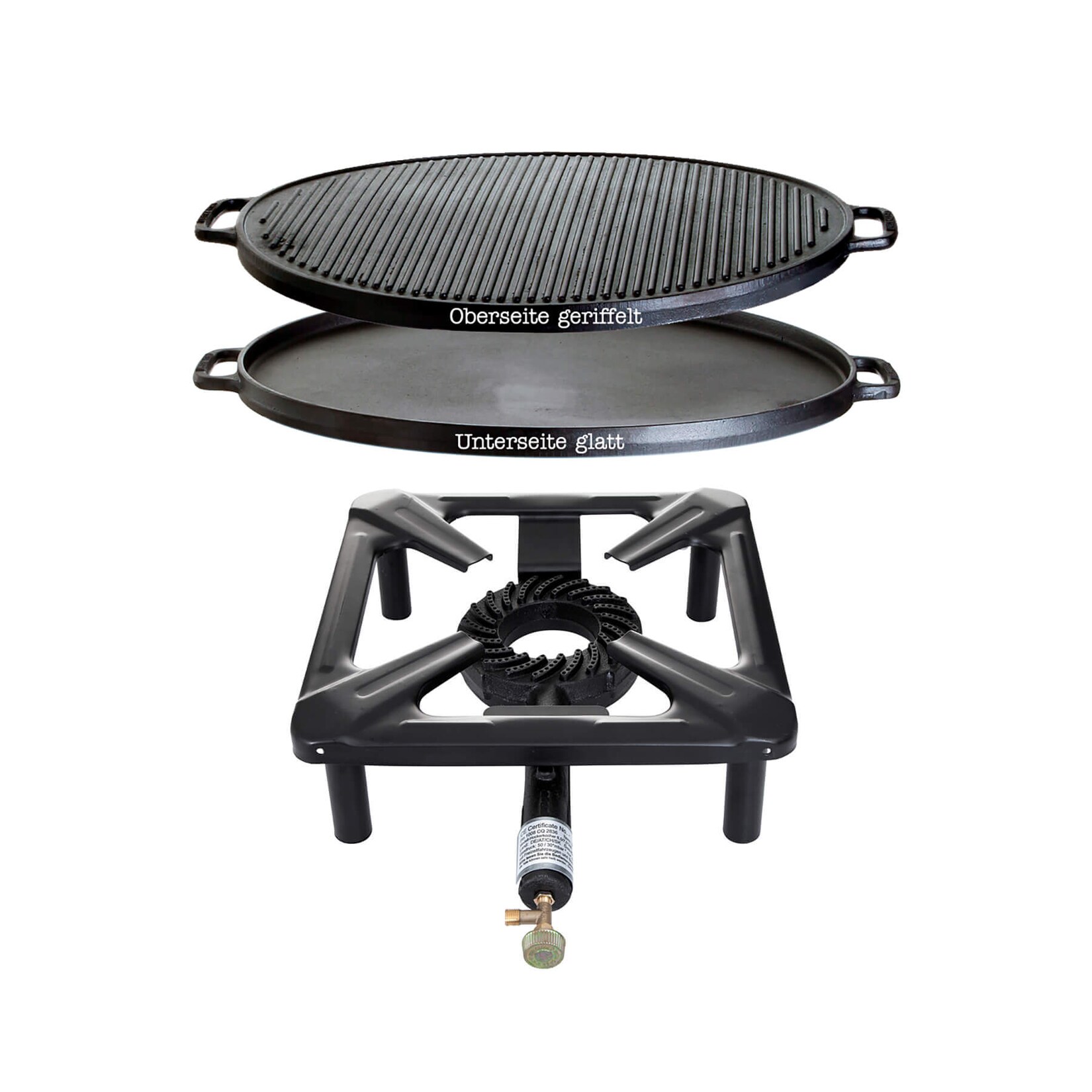 Hockerkocher mit Gusseisen Grillplatte Ø 45 cm | 04041571405500