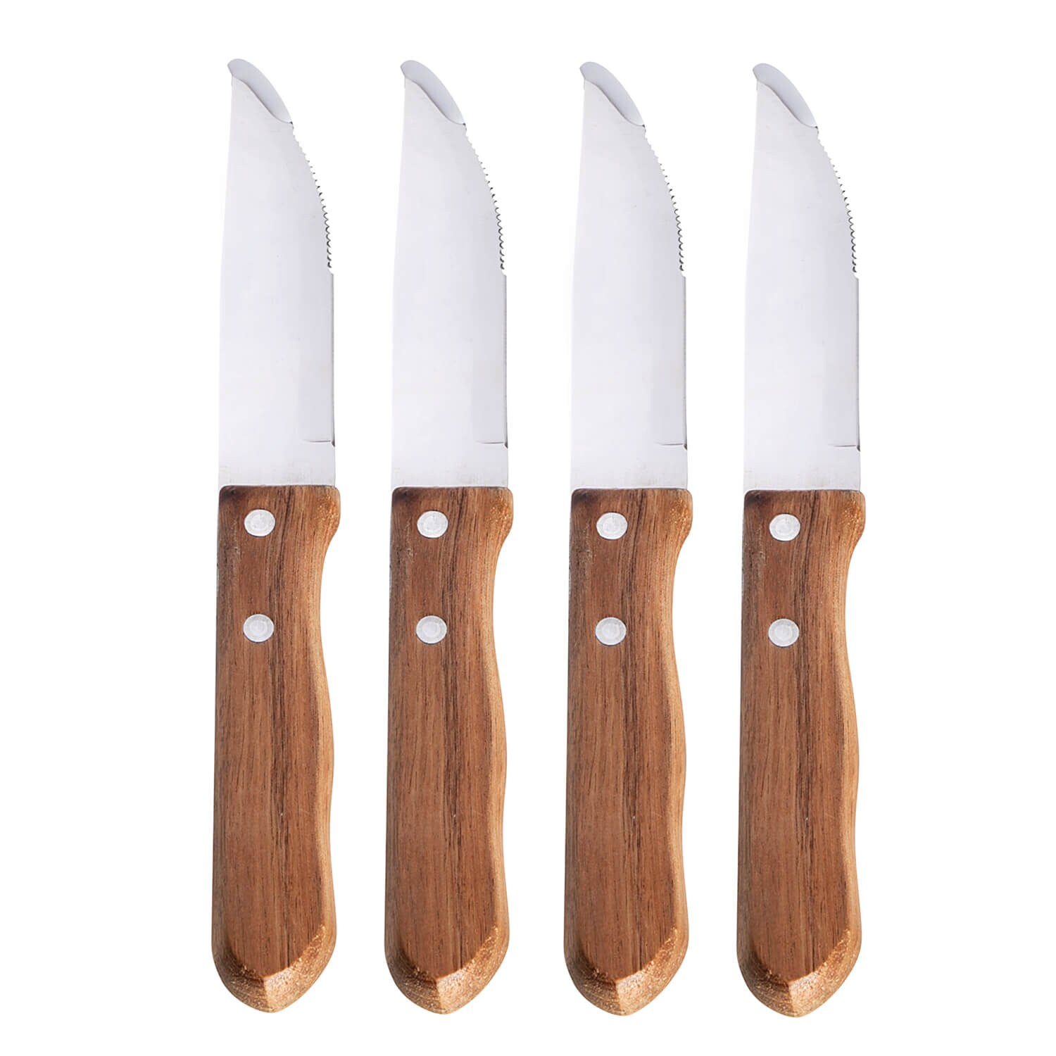 Hochwertiges 4-teiliges Jumbo Messer-Set (Steakmesser) mit genietetem Holzgriff – Messerlänge 25 cm, Klinge 12 cm | 04041571098108
