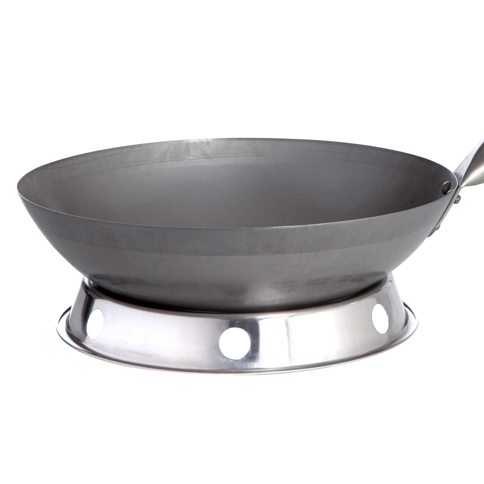Original chinesischer Wok mit Holzgriff und Edelstahl-Wokring – Ø 33 cm | 04041571917980