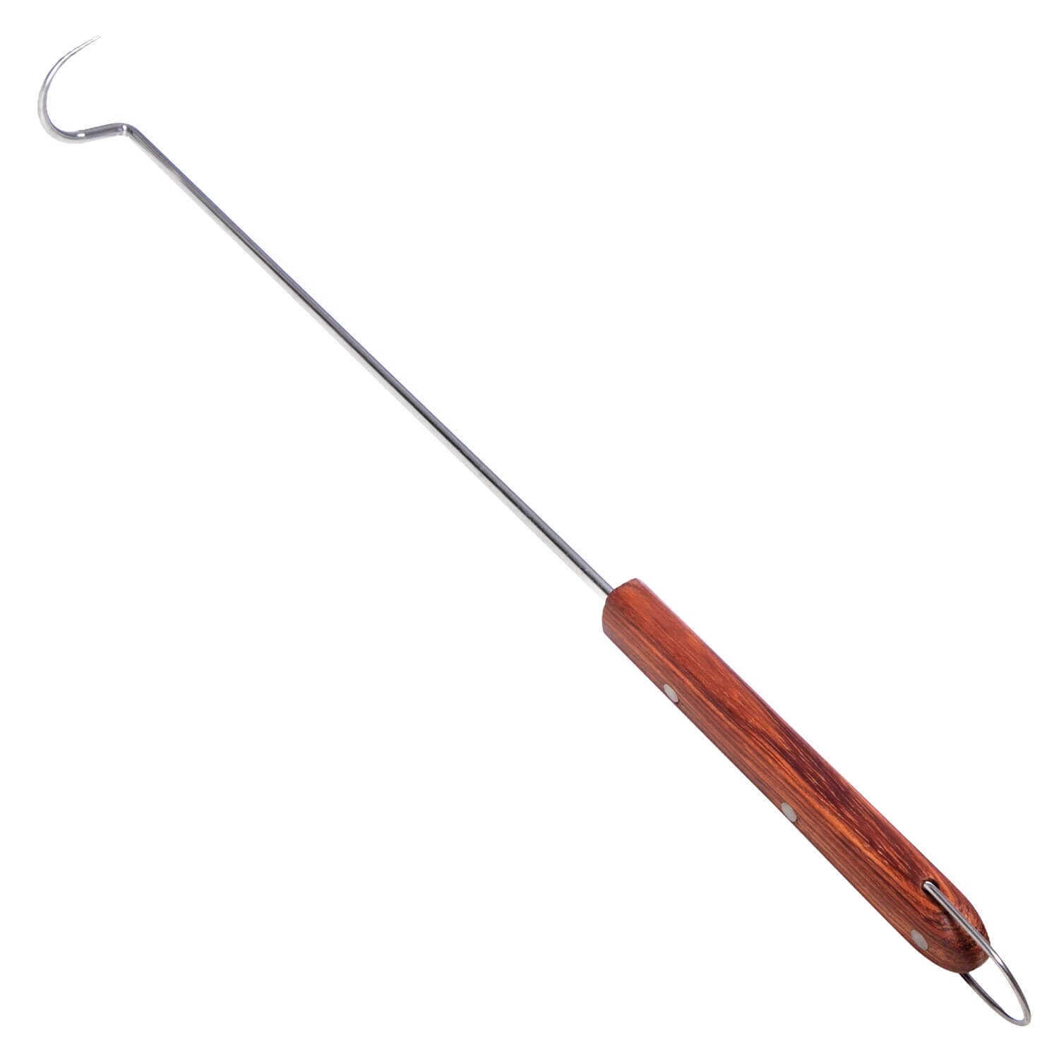 Edelstahl Grillhaken mit Rosenholzgriff, 47 cm, zum einfachen Drehen und Wenden von Grillgut – Hygienisch und sicher – Praktisches Grillzubehör | 04041571098597