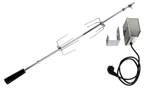 ALL'GRILL Grillspie&szlig; mit Motor 230V - f&uuml;r CHEF XL, Ultra und Outdoork&uuml;che: Edelstahlspie&szlig; 110 cm, inkl. Fleischklammern und Montagesatz - Bild 1