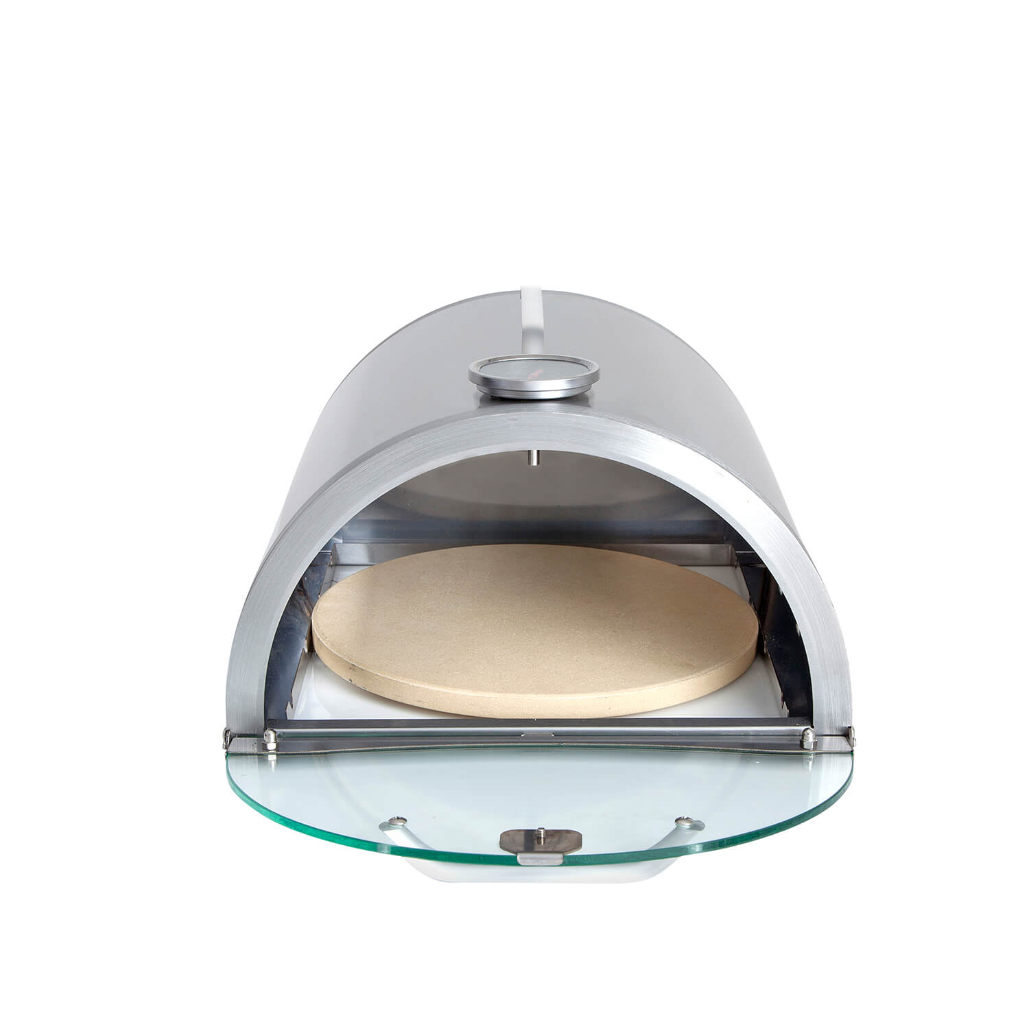 ALL'GRILL Pizzaboxx&reg; - Runder Edelstahl-Aufsatz f&uuml;r Gasgrills mit Seitenkochfeld, inkl. Pizzastein und Temperaturanzeige, Abmessungen 32x37x19 cm - Bild 1