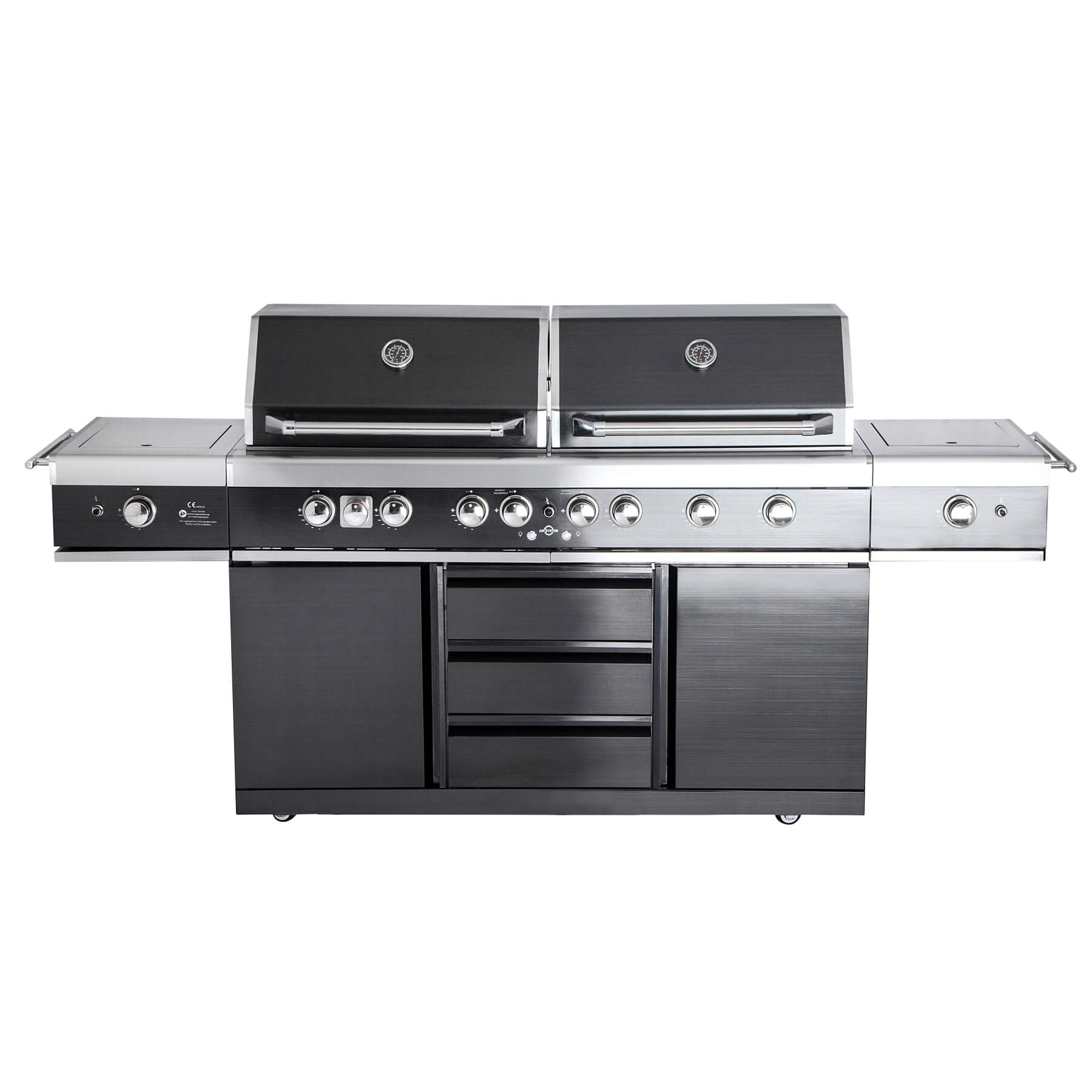 Edelstahl Au&szlig;enk&uuml;che ALL'GRILL EXTREM LIGHT BLACK-Line, 34,7 kW, 6-flammig, inkl. Steakzone-Keramikbrenner und Seitenkocher - Bild 1