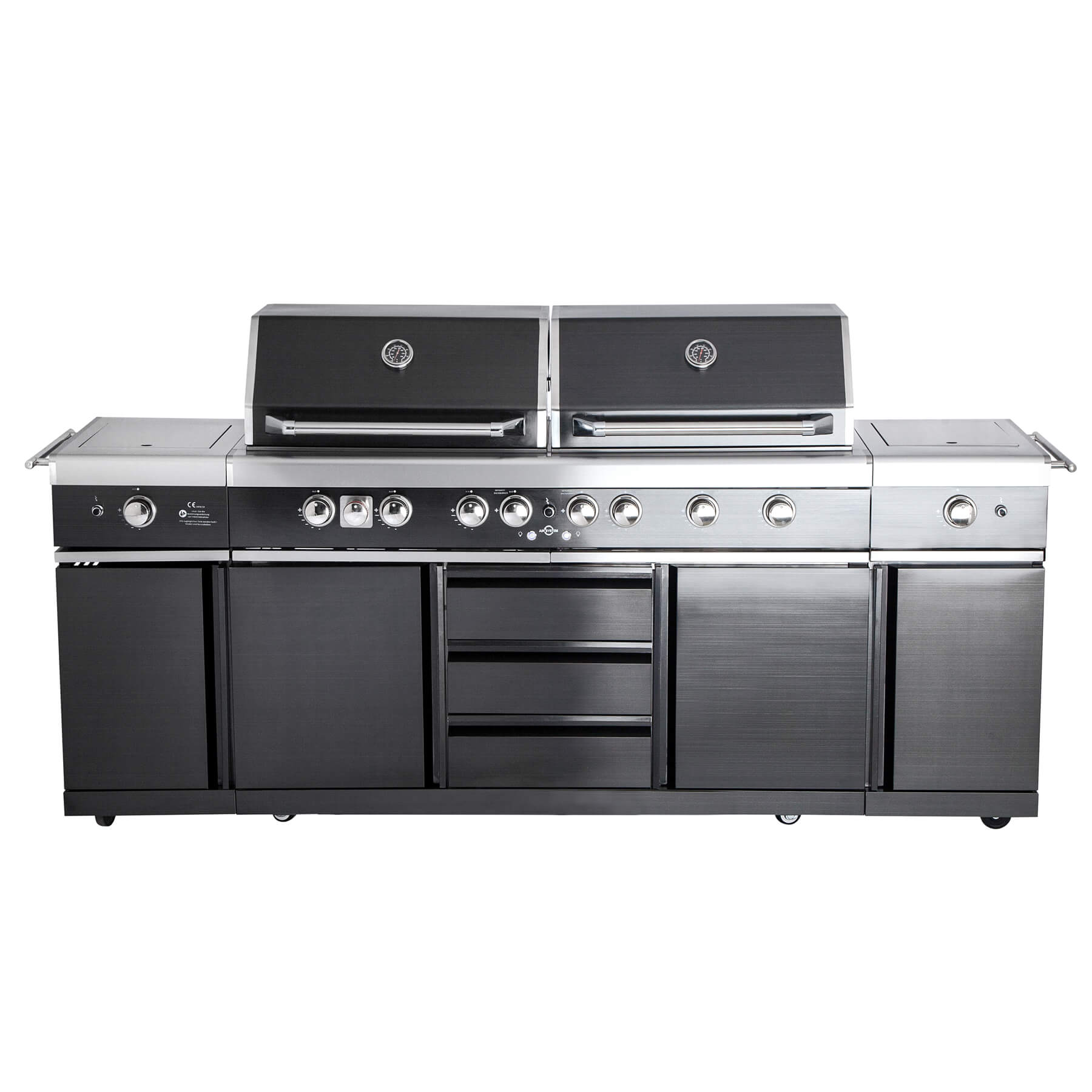 Voll-Edelstahl Au&szlig;enk&uuml;che ALL'GRILL EXTREM BLACK-Line Steakzone&reg; mit 34,7 kW Leistung, 6-flammig, inkl. Seitenkocher und Air System - Bild 1