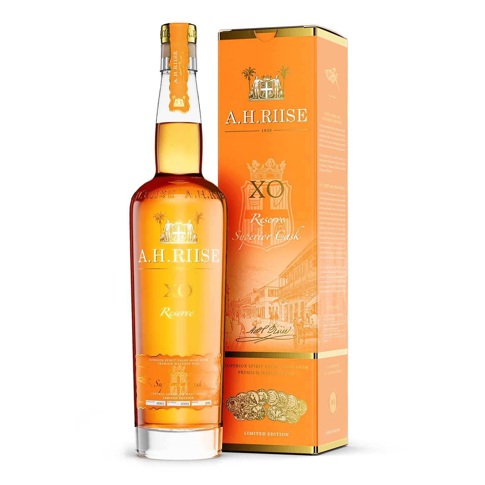 A.H. Riise XO Superior Cask Rum 40,0 % vol 0,7 Liter | 05712421010111