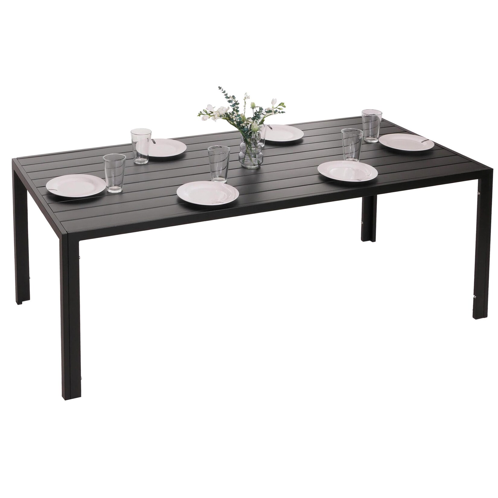 Alu-Esstisch -N40, Tisch Bistrotisch Gartentisch Balkontisch, wetterfest 180x80cm ~ anthrazit