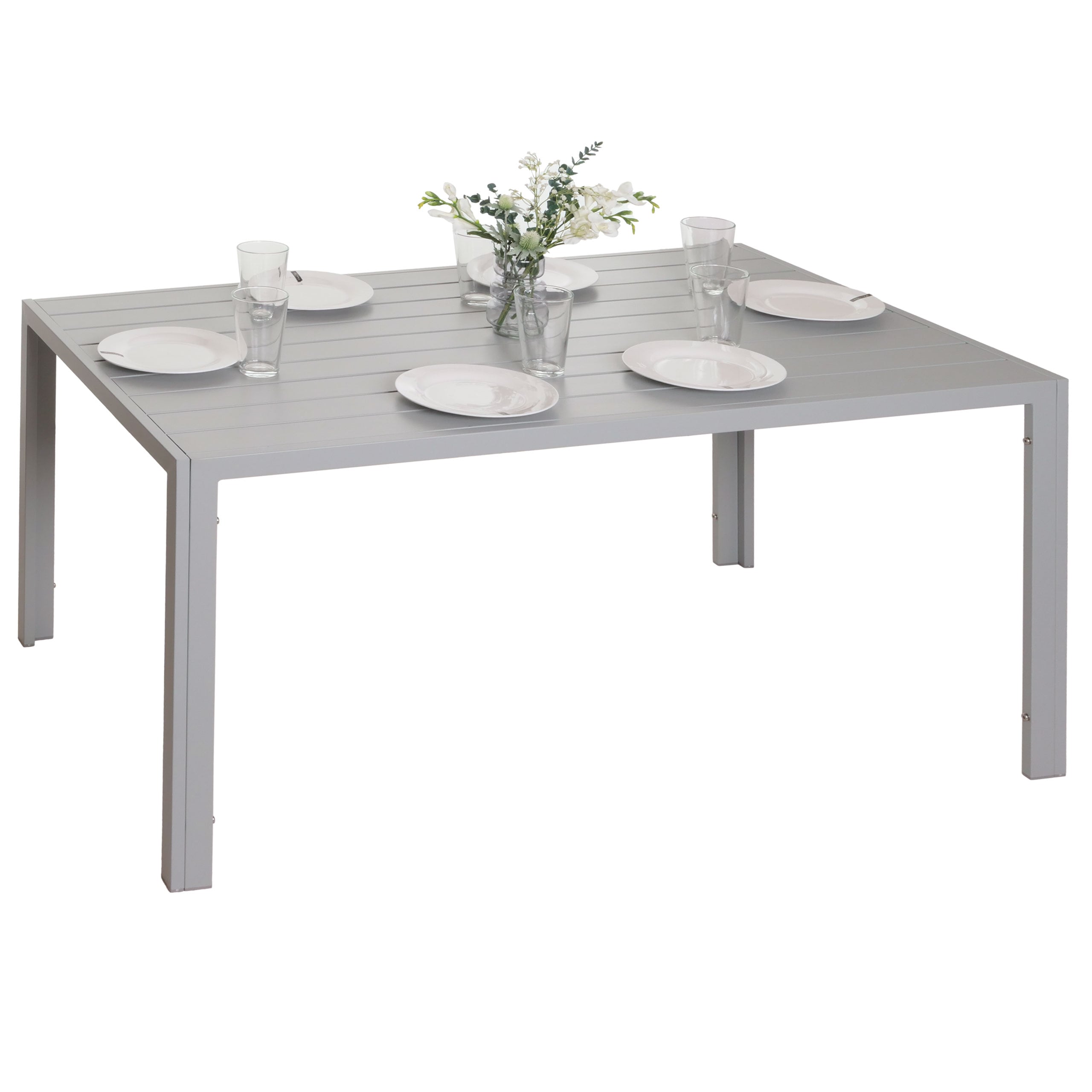 Alu-Esstisch MCW-N40, Tisch Bistrotisch Gartentisch Balkontisch, wetterfest 140x80cm ~ hellgrau - Bild 1