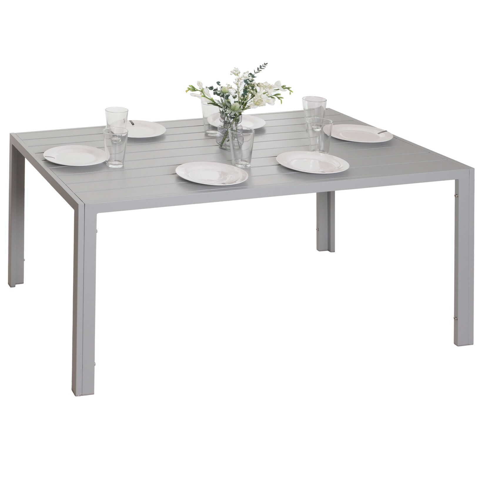 Alu-Esstisch MCW-N40, Tisch Bistrotisch Gartentisch Balkontisch, wetterfest 140x80cm ~ hellgrau | 04057651837598
