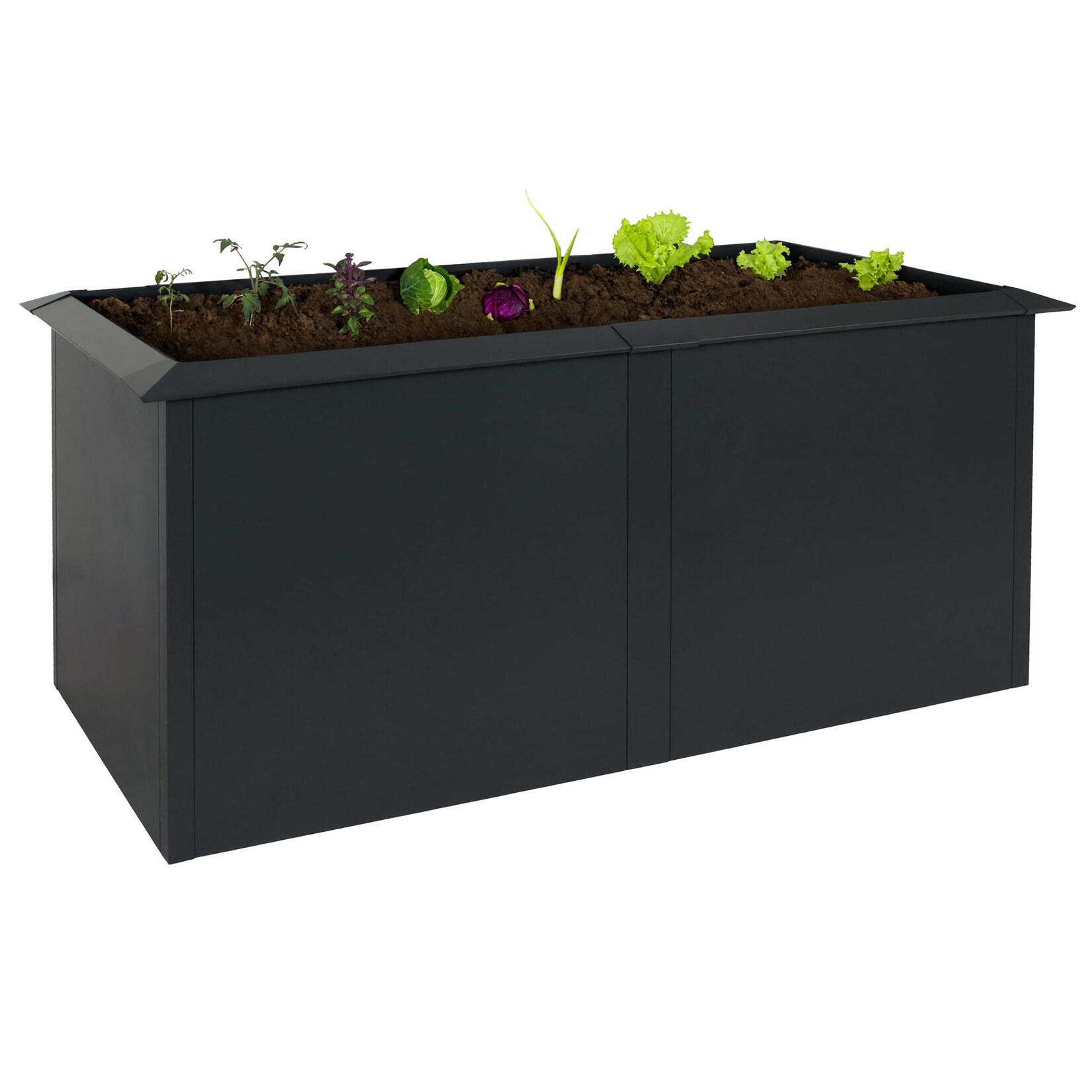 Hochbeet -N24, Metallhochbeet Gemüsebeet Blumenkasten Pflanzkübel, Schneckenkante 78x170x90cm Eisen , anthrazit
