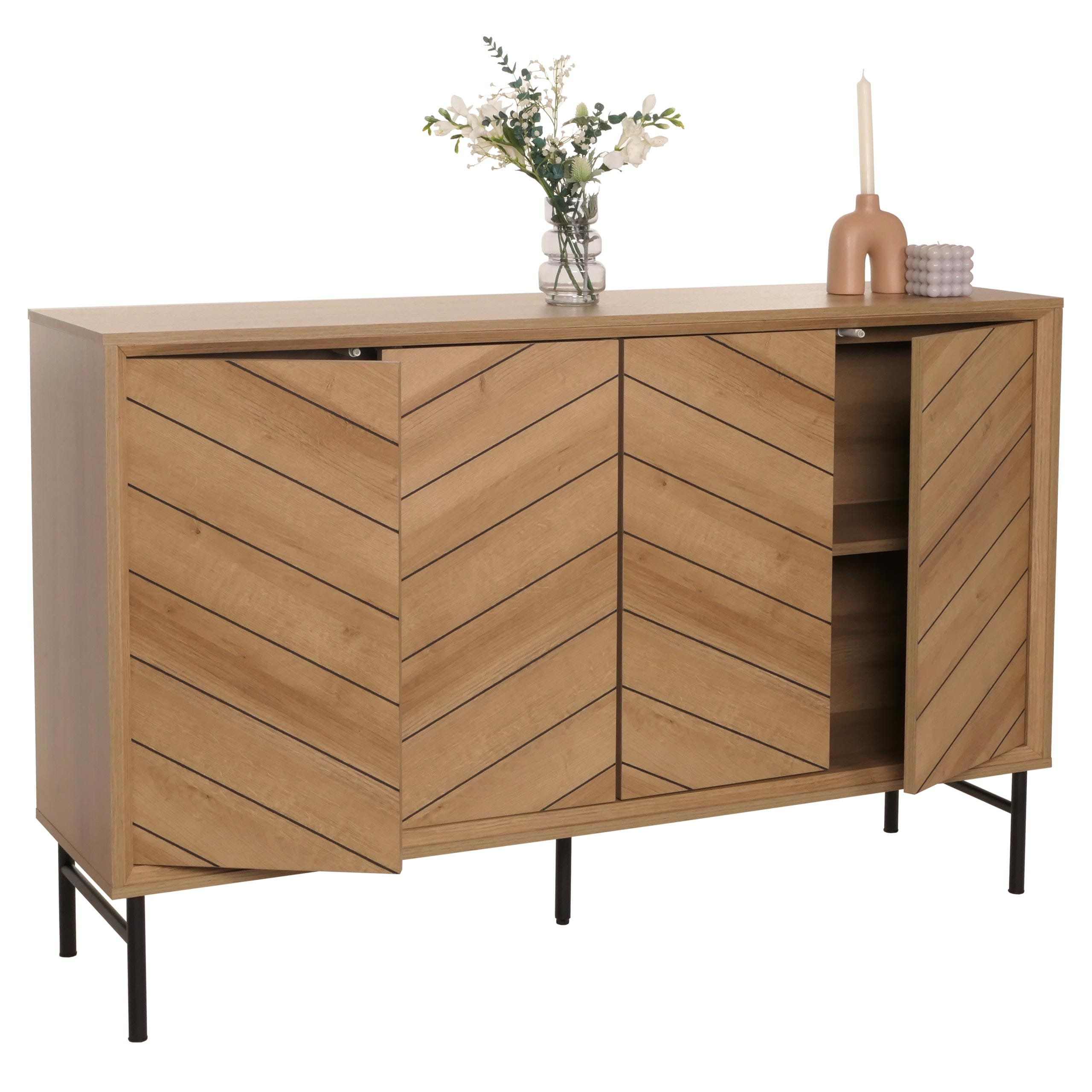 Sideboard MCW-M50, Schrank Kommode Highboard Anrichte, 94x151x40cm ~ natur - Bild 1