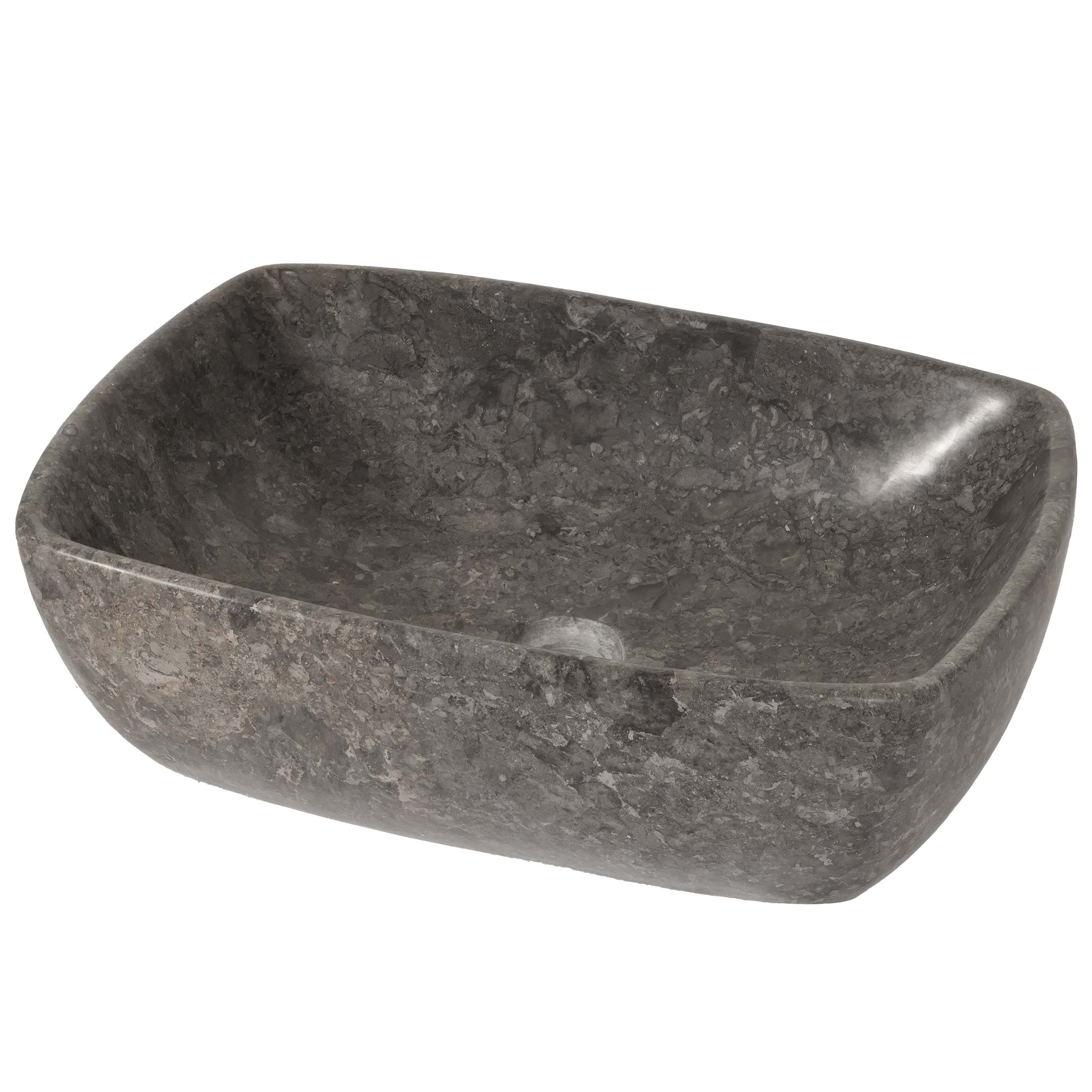 Marmor-Waschbecken MCW-M77, Aufsatzwaschbecken Waschtisch Waschplatz Waschschale Badezimmer, Naturstein 15x51x36cm, grau - Bild 1