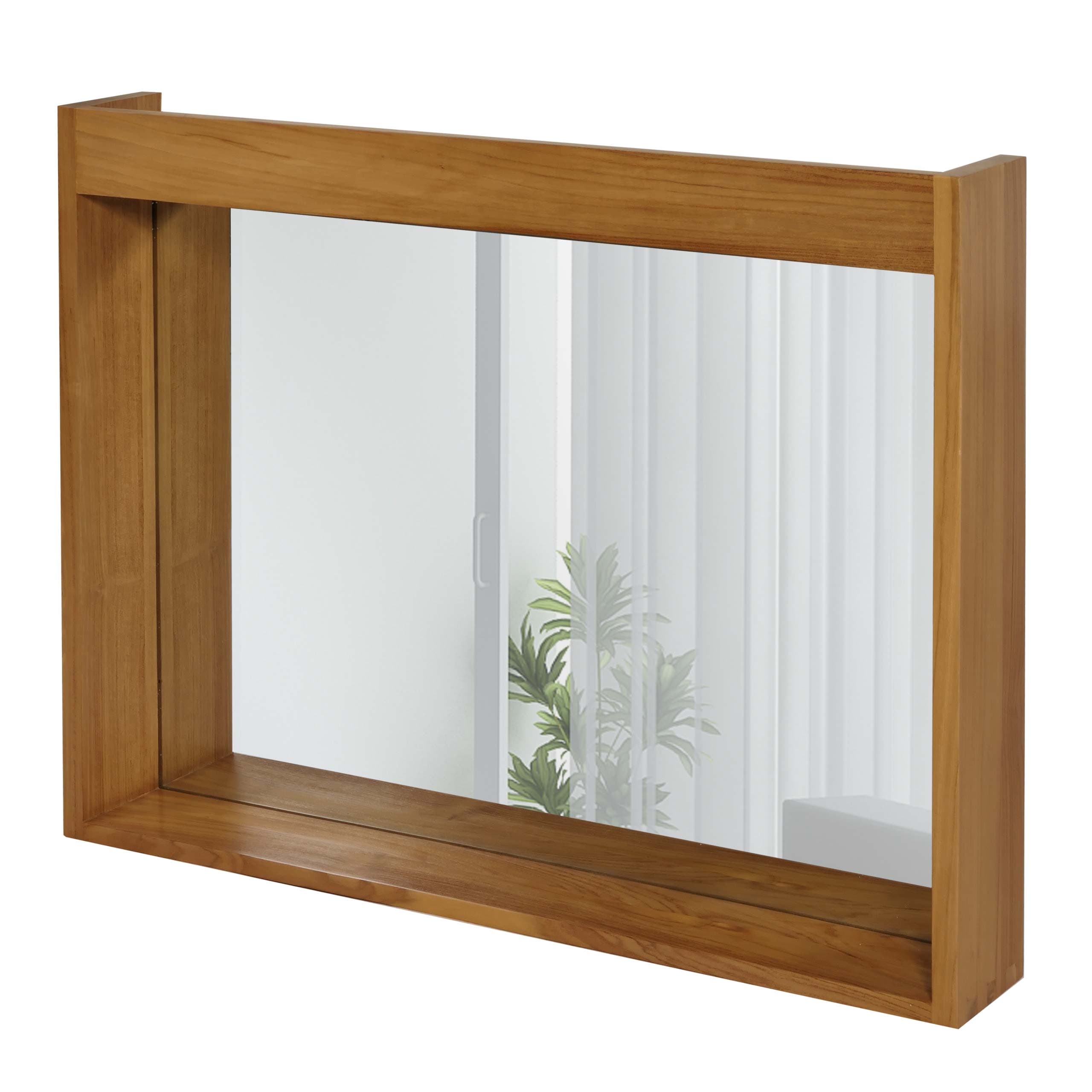 Teak-Wandspiegel MCW-M75, Badspiegel, Holzrahmen, hochwertiges B-Grade-Teak (Kernholz, 20-30 Jahre), 77x100cm - Bild 1
