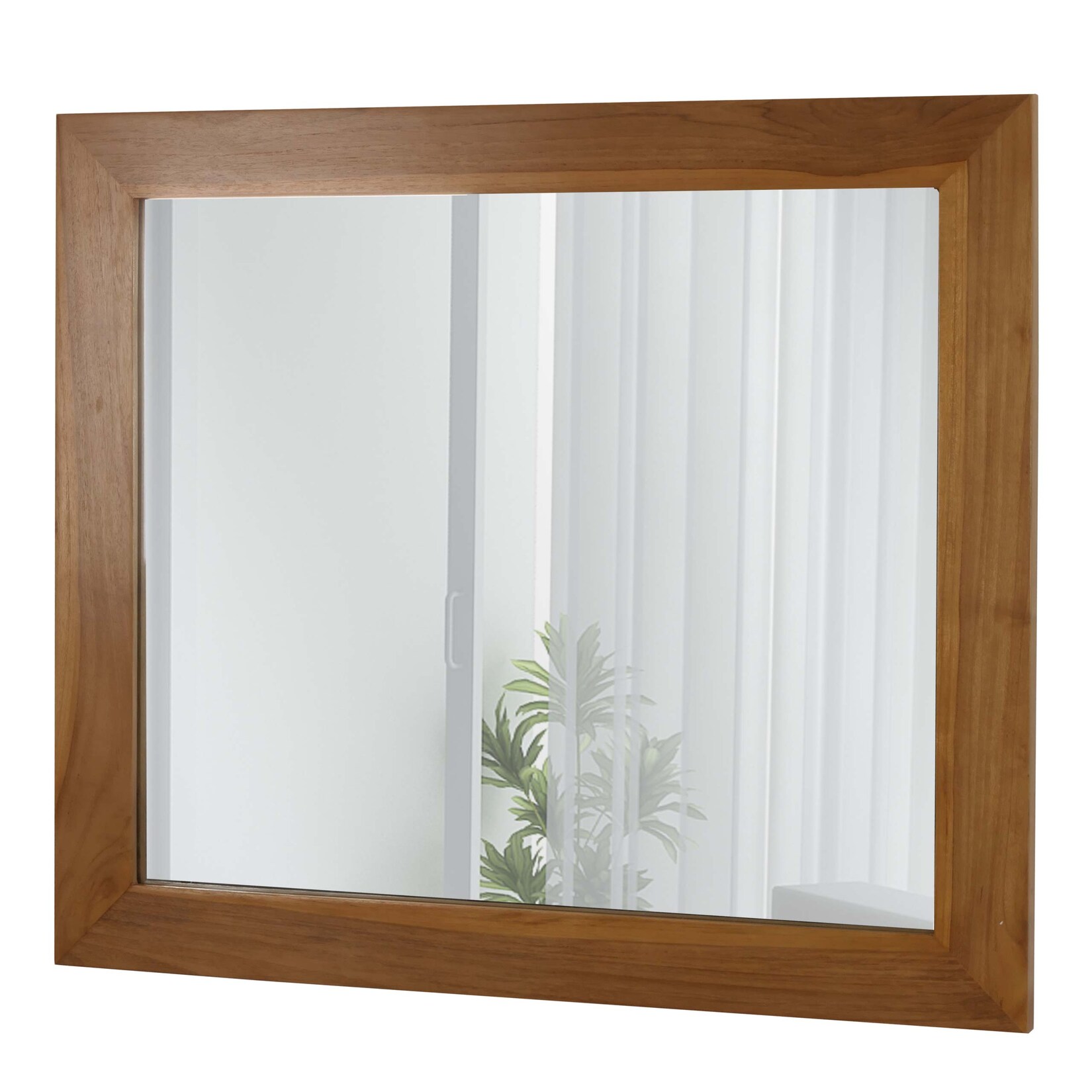 Teak-Wandspiegel MCW-M75, Badspiegel, Holzrahmen, hochwertiges B-Grade-Teak (Kernholz, 20-30 Jahre), 71x80cm