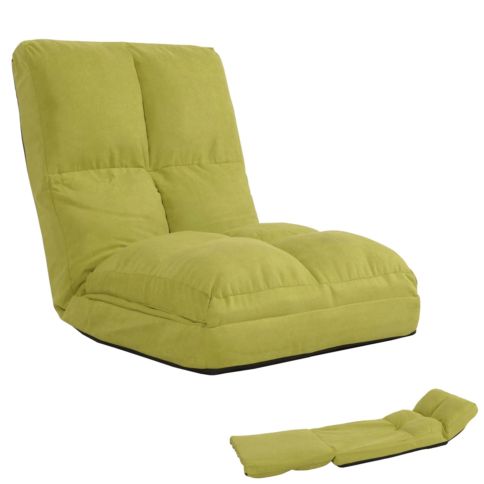 Bodensessel MCW-N45, Schlafsessel Klappsessel Funktionssessel, Schlaffunktion faltbar Stahlrahmen Samt ~ grün | 04057651847696