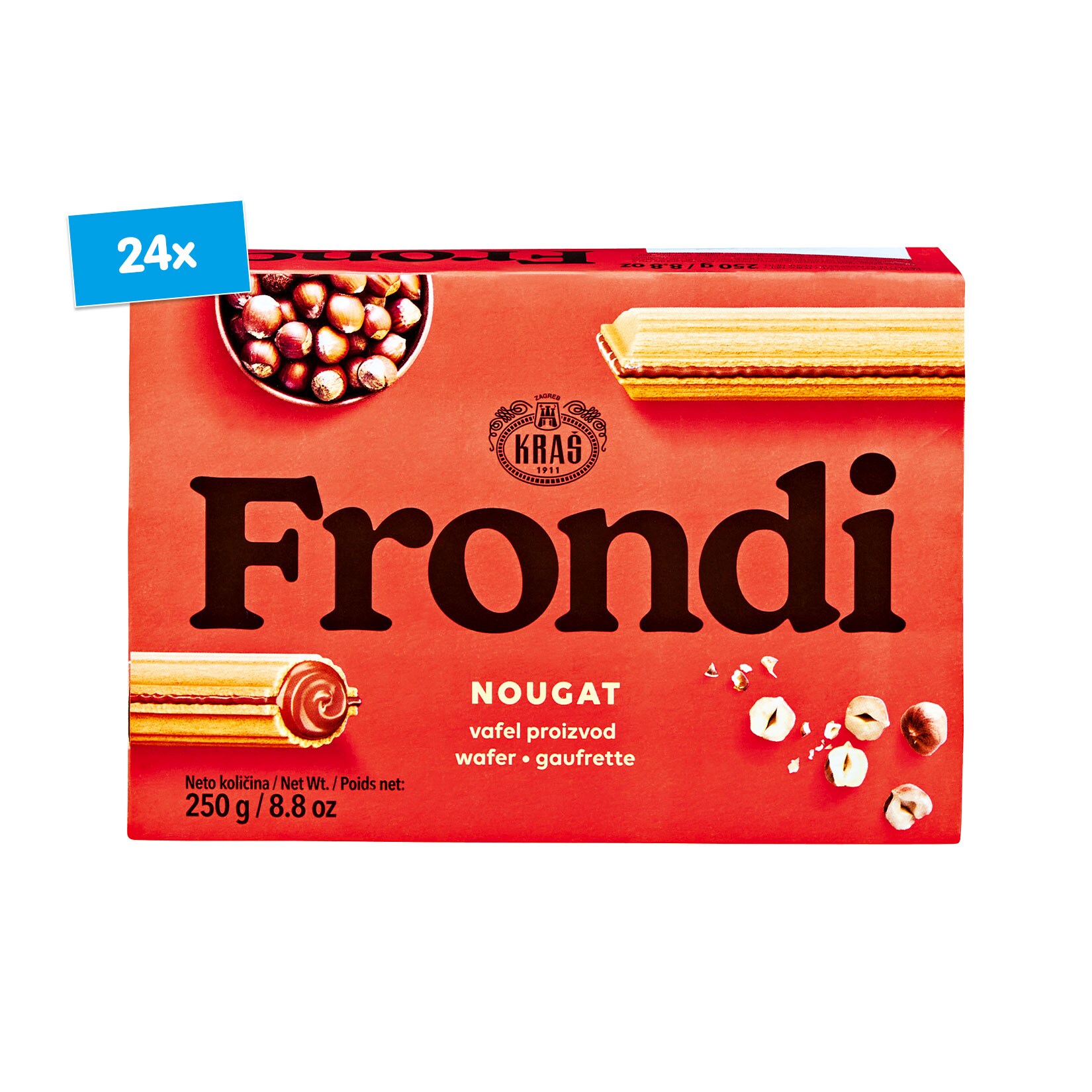 Frondi Waffelschnitte Nougat 250 g, 24er Pack - Bild 1
