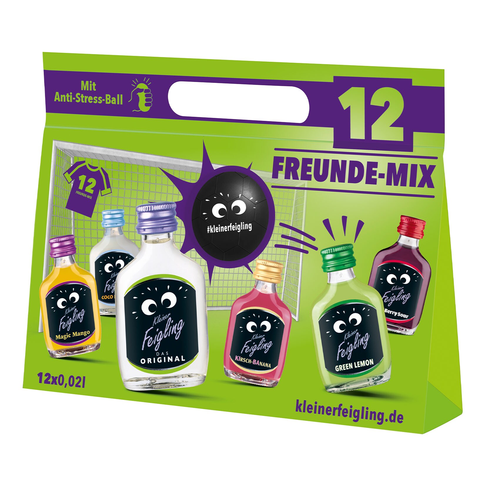 Kleiner Feigling 12 Freunde Mix mit Anti Stress Ball 15,0 - 20,0 % vol 20 ml, 12er Pack - Bild 1