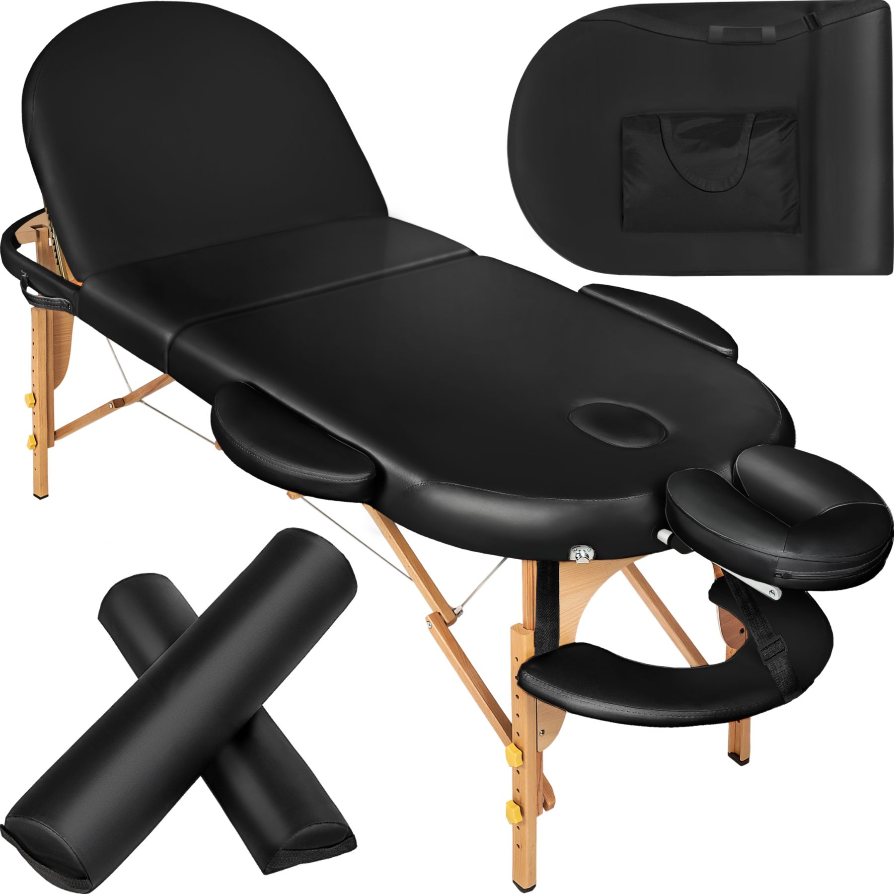 tectake® 3 Zonen Massageliege, inklusive Lagerungsrollen und Tragetasche, klappbar und höhenverstellbar, 230 x 104 x 62,5 - 85 cm