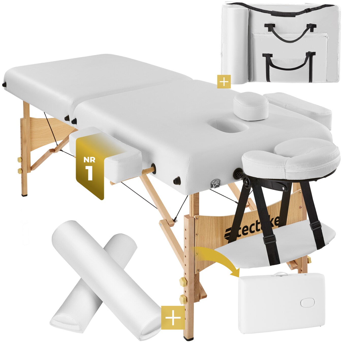 tectake&reg; 2 Zonen Massageliege-Set, Breite 59 cm, Polsterung 7,5 cm, mit Holzgestell, 220 x 83 x 87,5 cm - Bild 1