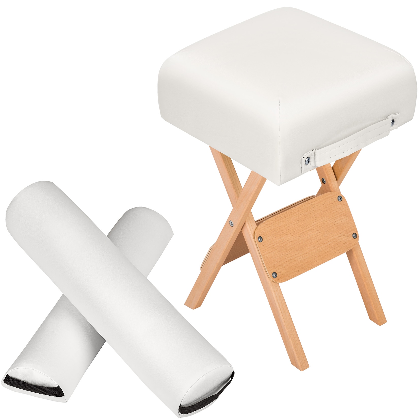 tectake® Hocker mit 2 Lagerungsrollen, aus Holz und Kunstleder, gute Polsterung, leichte Reinigung