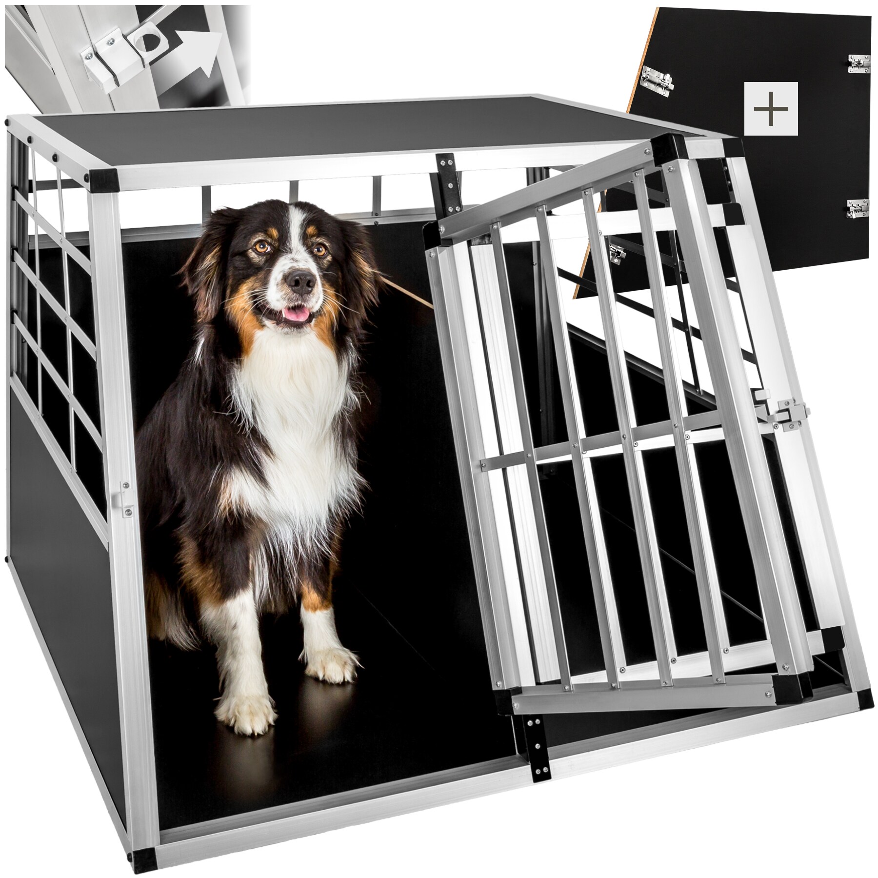 tectake&reg; Hundetransportbox doppel, mit gerader R&uuml;ckwand, verschlie&szlig;bare Gittert&uuml;r, mit sch&uuml;tzenden Kunststoffecken - Bild 1