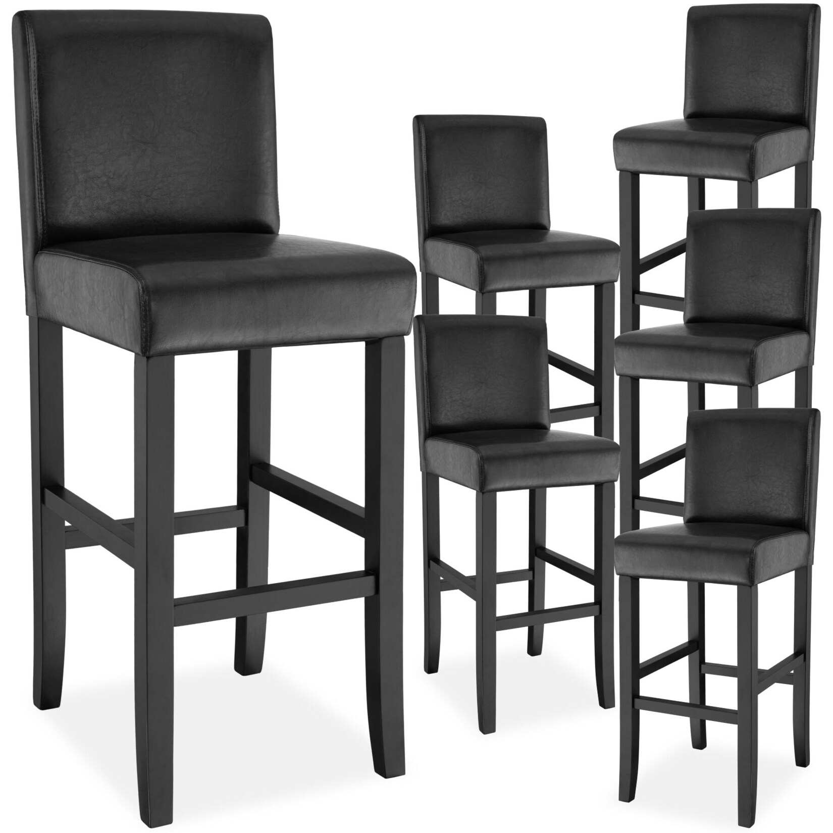 tectake® Barhocker, gepolstert mit Rückenlehne, Stuhlbeine aus Massivholz, Sitzhöhe 76 cm