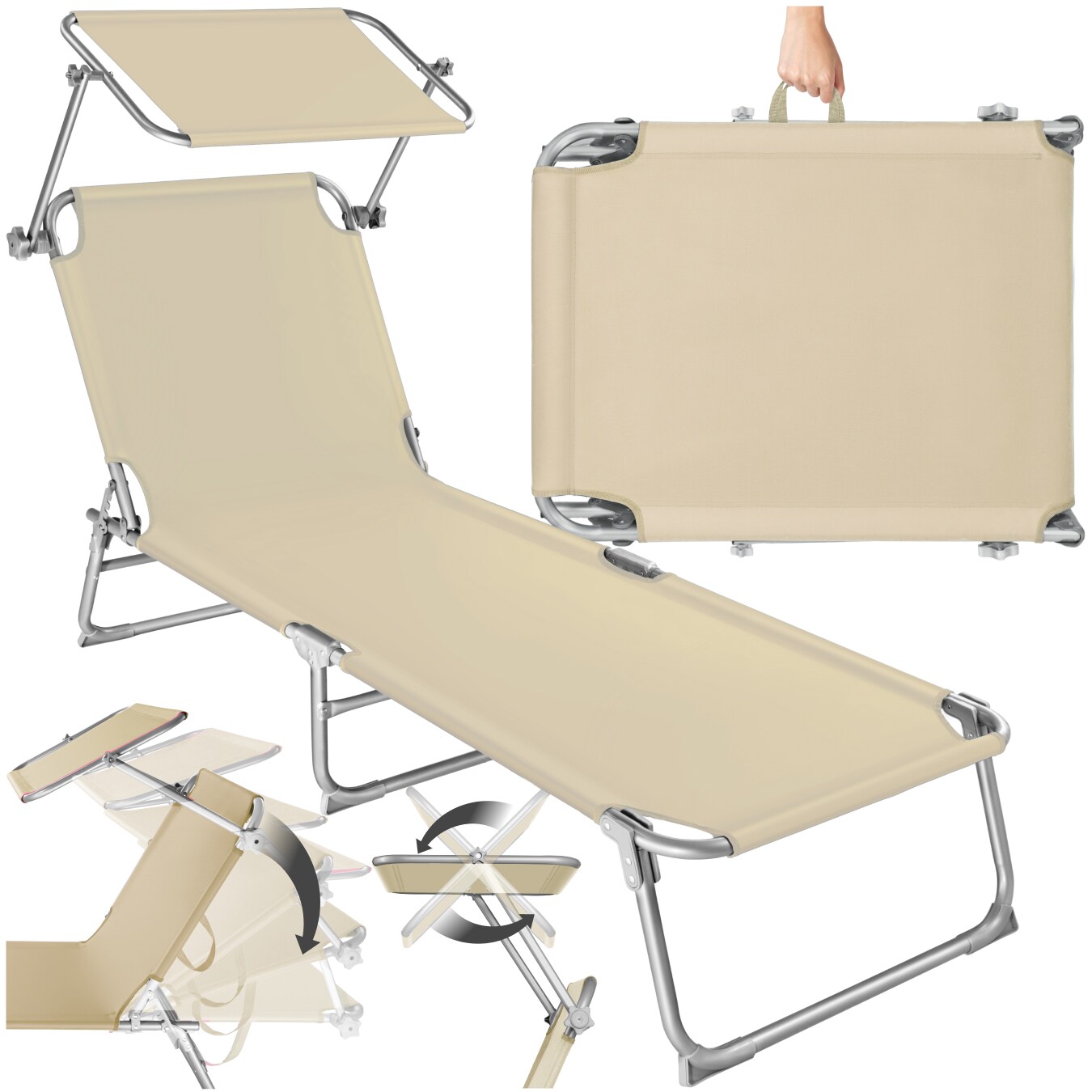 tectake® Gartenliege, klappbar, 4-fach verstellbare Rückenlehne, 190 x 68 x 28 cm