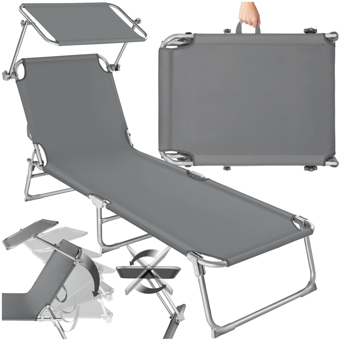 tectake&reg; Gartenliege, klappbar, 4-fach verstellbare R&uuml;ckenlehne, 190 x 68 x 28 cm - Bild 1