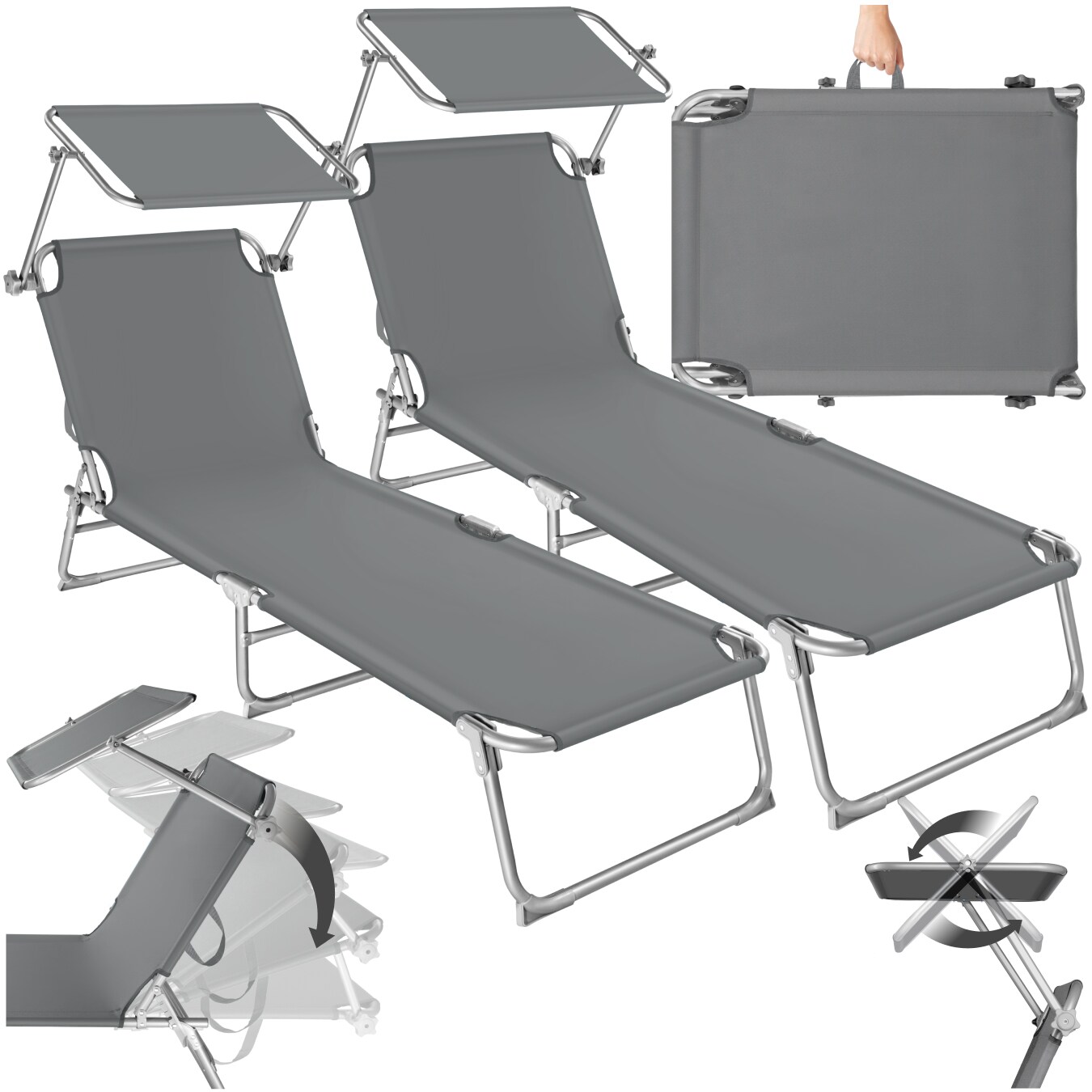 tectake® 2er Set Gartenliege, klappbar, 4-fach verstellbare Rückenlehne, 190 x 68 x 28 cm | 04061173117328