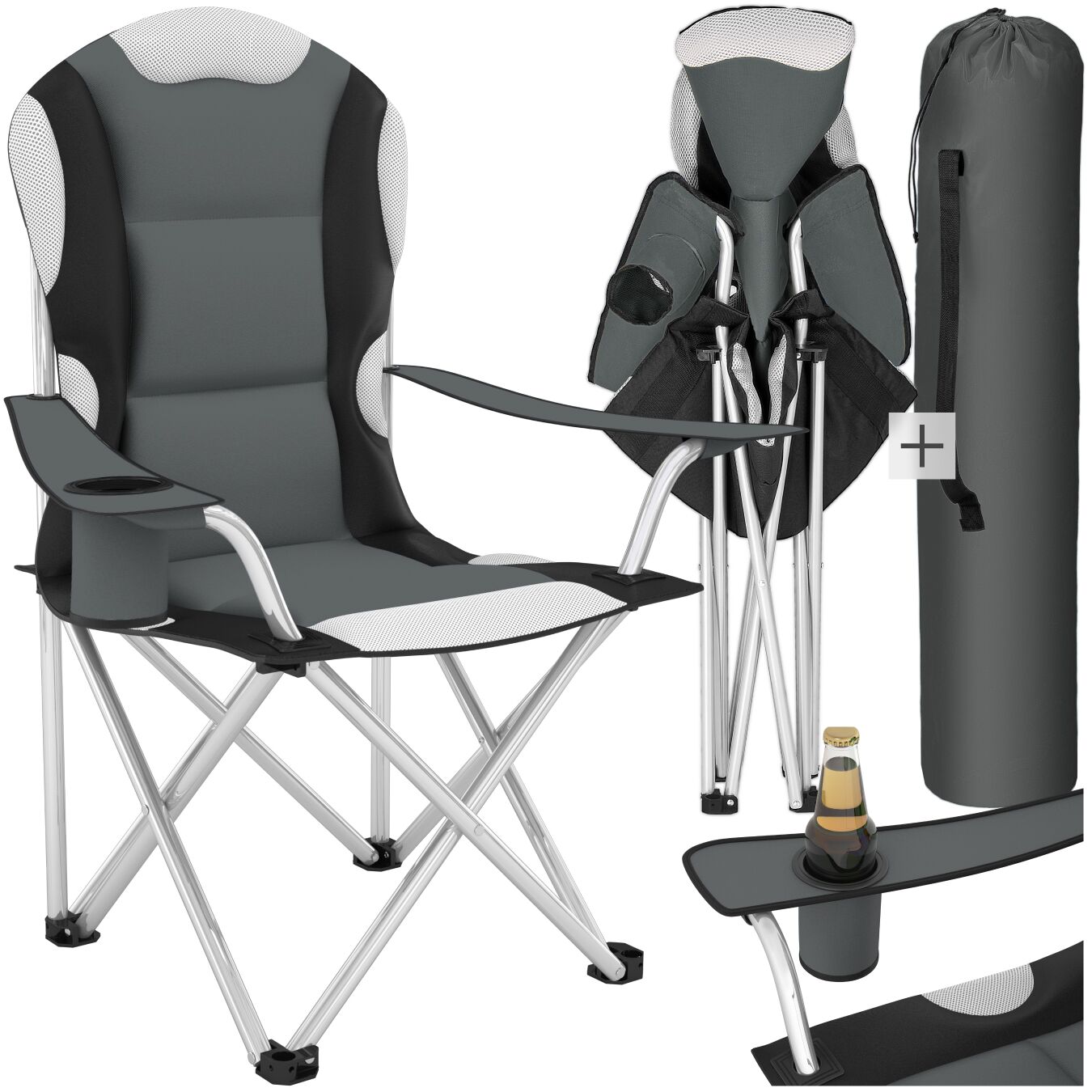 tectake&reg; Campingstuhl, faltbar, gepolstert, geringes Gewicht, 60 x 88 x 110 cm - Bild 1