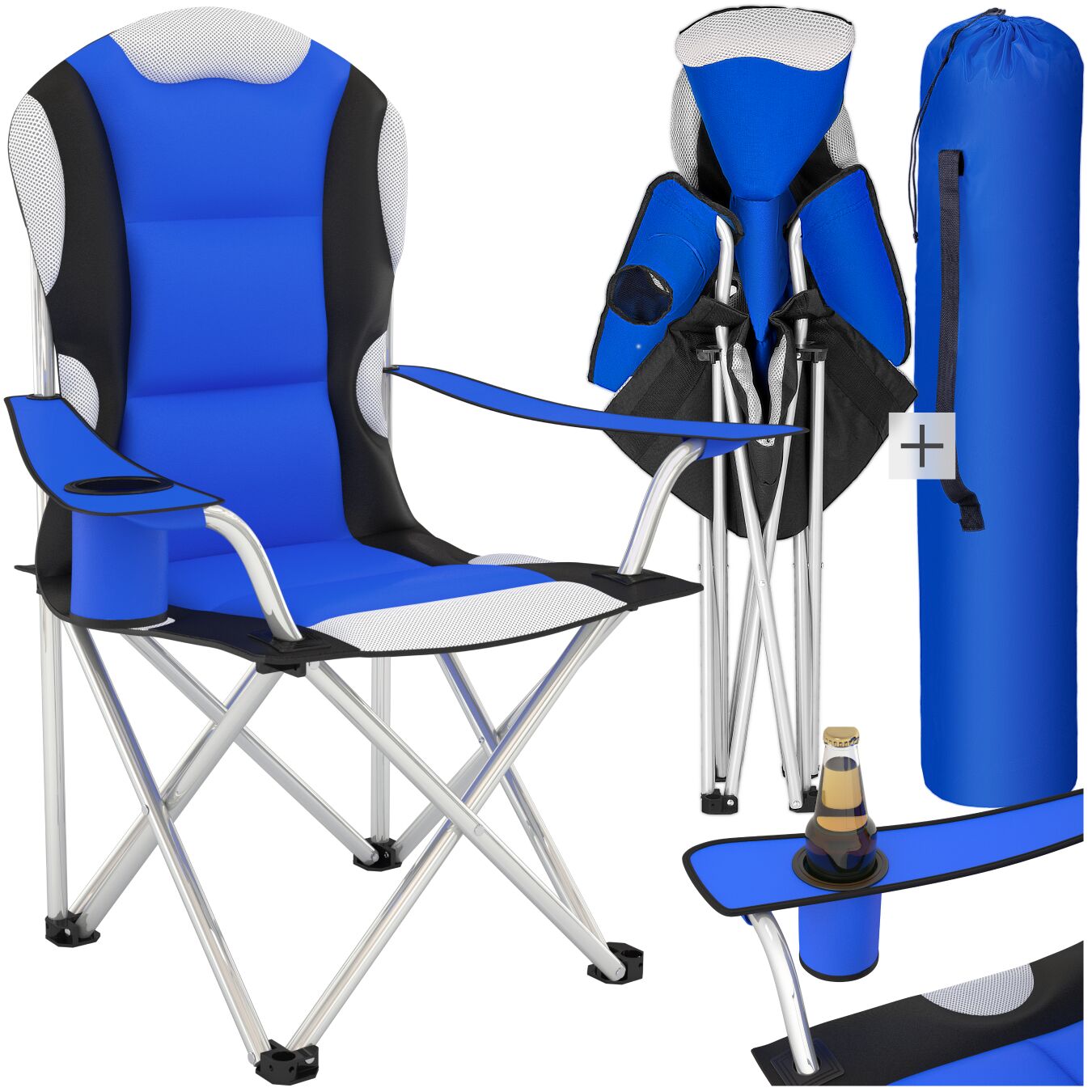 tectake&reg; Campingstuhl, faltbar, gepolstert, geringes Gewicht, 60 x 88 x 110 cm - Bild 1