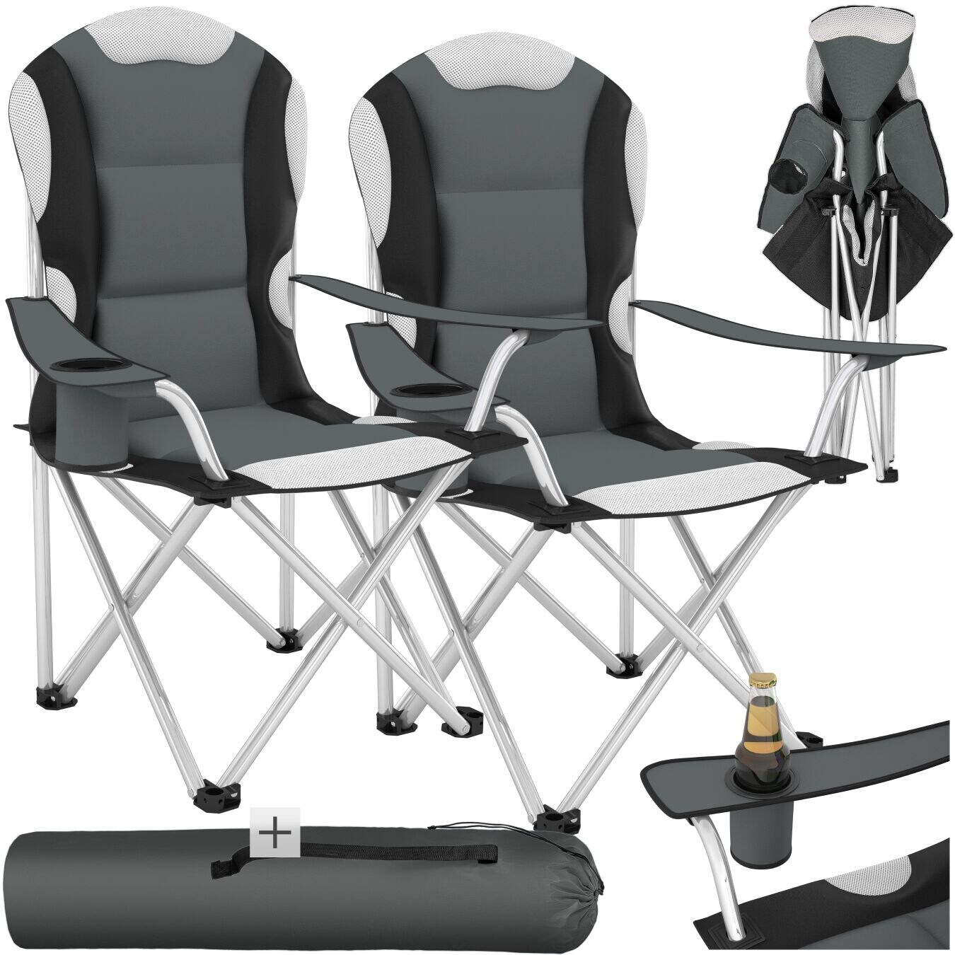 tectake® Campingstuhl, faltbar, gepolstert, geringes Gewicht, 60 x 88 x 110 cm