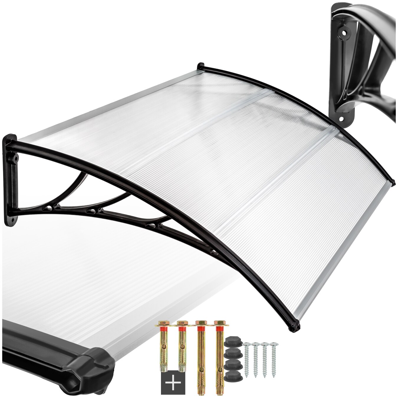 tectake® Vordach, in Bogenform, transparent und UV-beständig, 120 x 93 cm