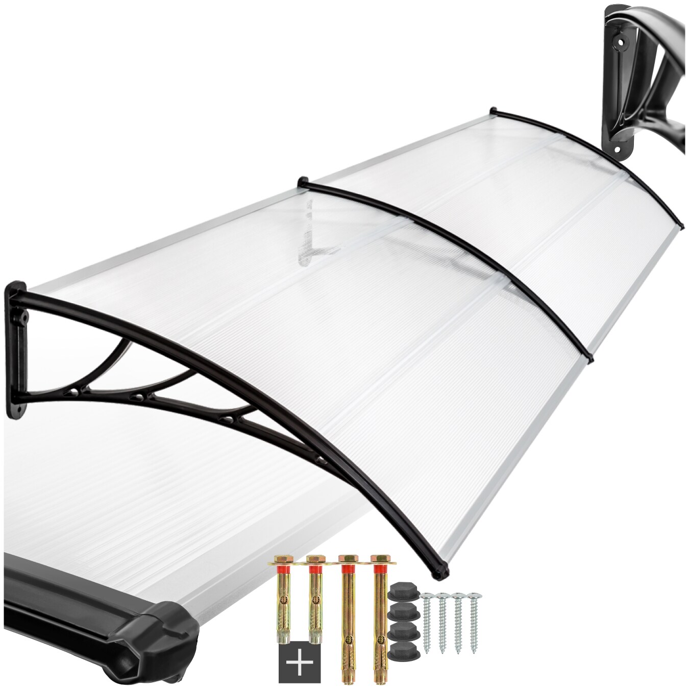 tectake® Vordach, in Bogenform, transparent und UV-beständig, 200 x 93 cm