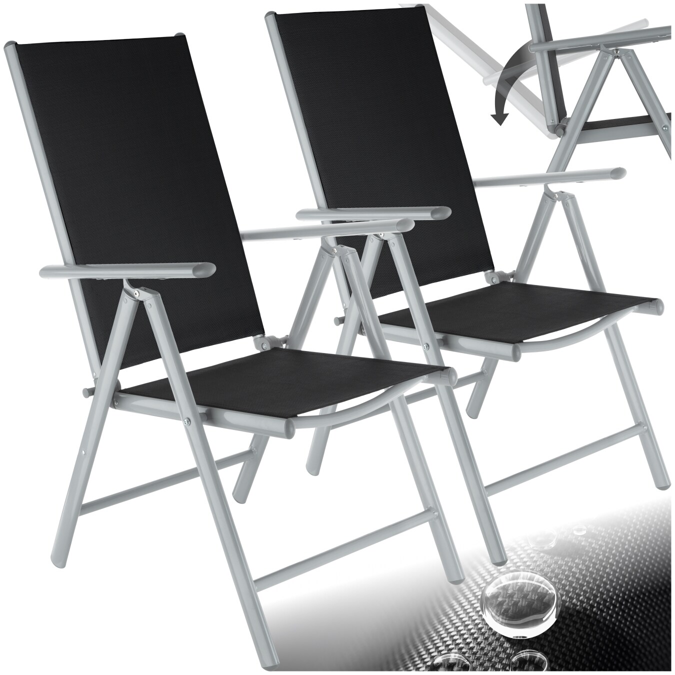 tectake® Gartenstuhl, klappbar, 7-fach verstellbare Rückenlehne, 67 x 56 x 105 cm